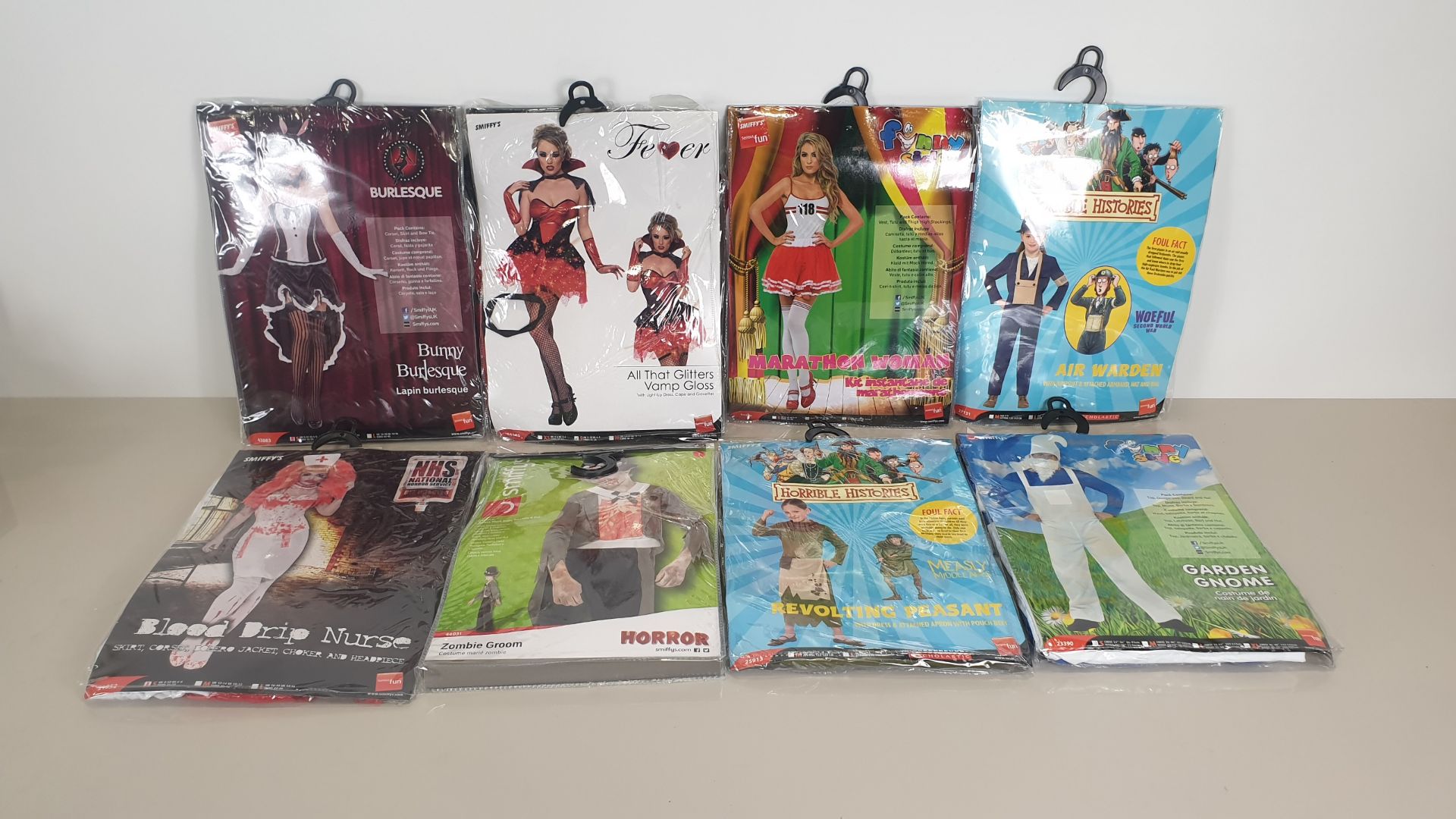48 X BRAND NEW FANCY DRESS COSTUMES IE. SMIFFYS, FEVER - IN 2 CARTONS