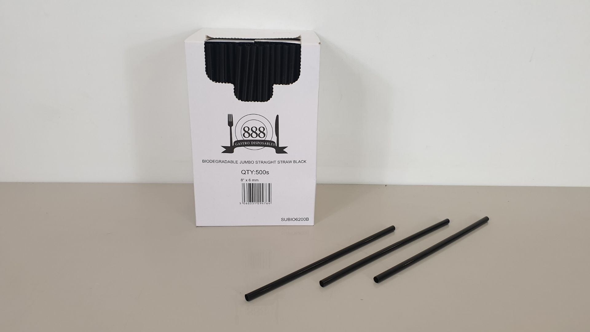 20000 X BIODEGRADABLE JUMBO STRAWS - BLACK - (20 X 500 PER CARTON) - IN 2 CARTONS