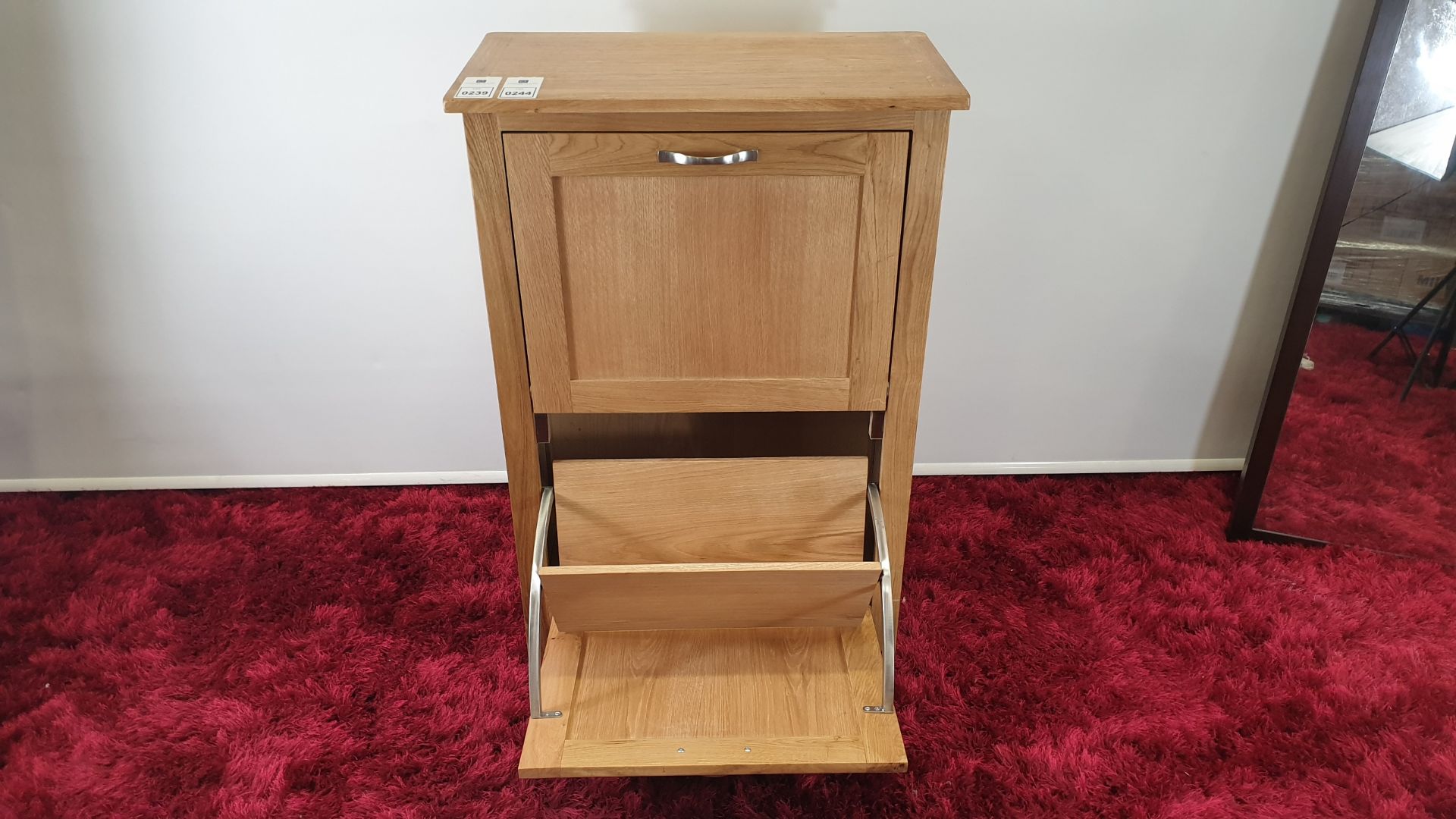 LIGHT OAK COLOURED SHOE CUPBOARD UNIT - BRAND NEW AND BOXED