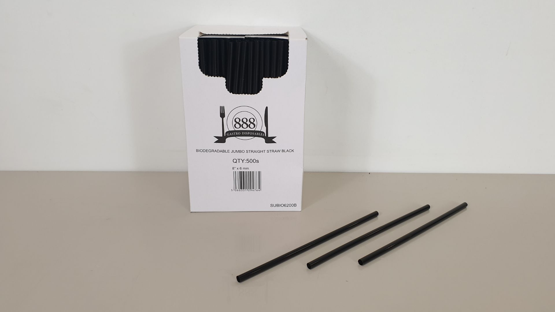 20000 X BIODEGRADABLE JUMBO STRAWS - BLACK - (20 X 500 PER CARTON) - IN 2 CARTONS