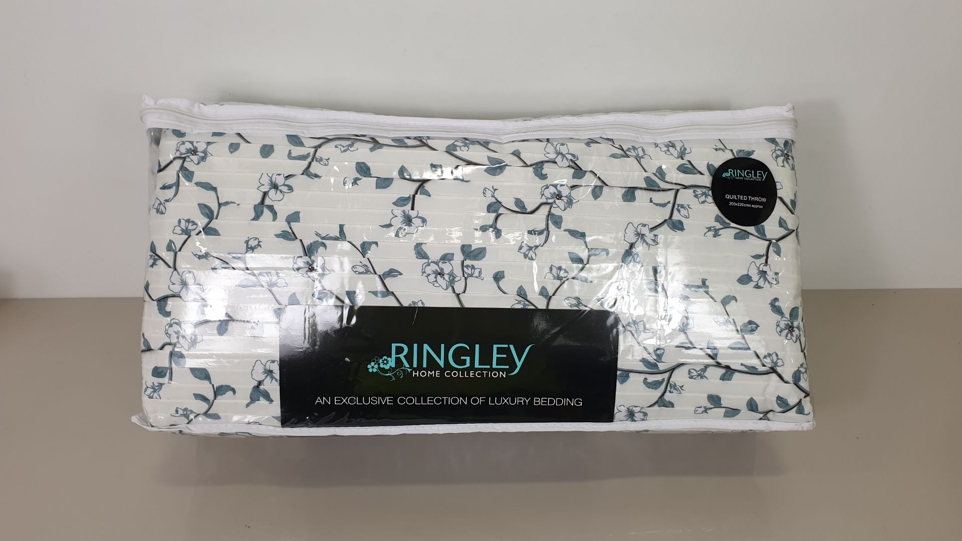 8 X BRAND NEW RINGLEYS HOME COLLECTION PIPPA PLEATED FLOWER PRINTED THROW (TEAL) IN 4 BOXES W.