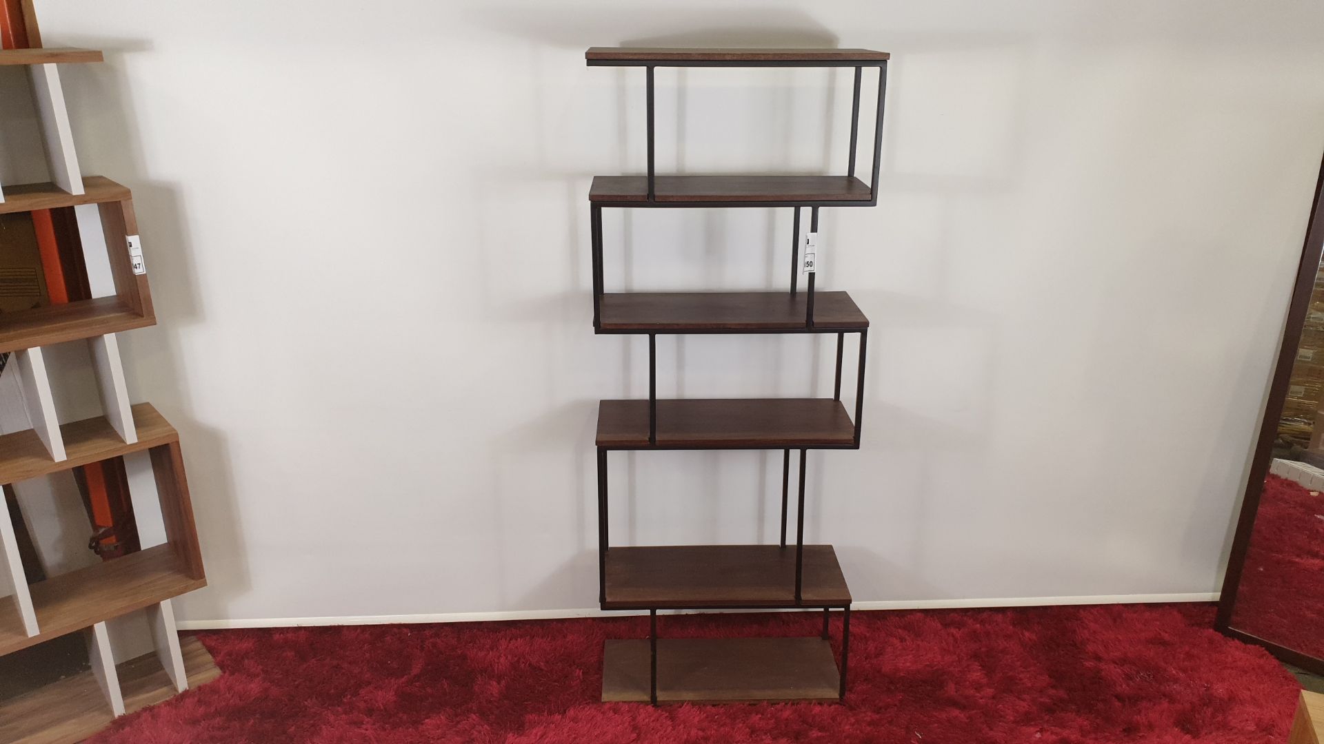 BRAND NEW CONTENT BY TERRANCE CONRAN ALCOVE SHELVING COLOUR MAHOGANY / BLACK METAL SIZE 181 X 70 X