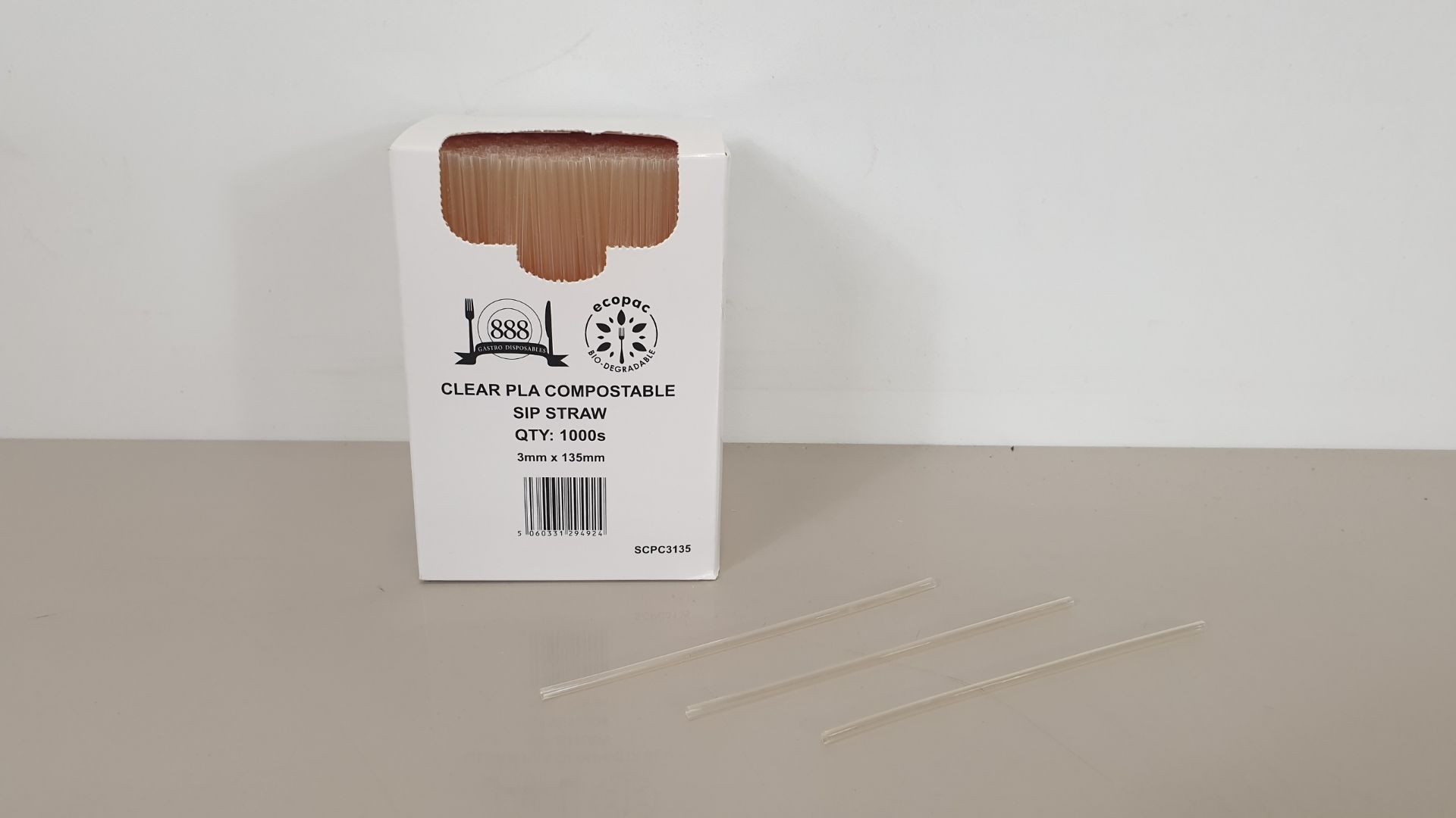 20000 CLEAR PLA COMPOSTABLE SIP STRAW - (20 X 1000 PER CARTON) - IN 1 CARTON