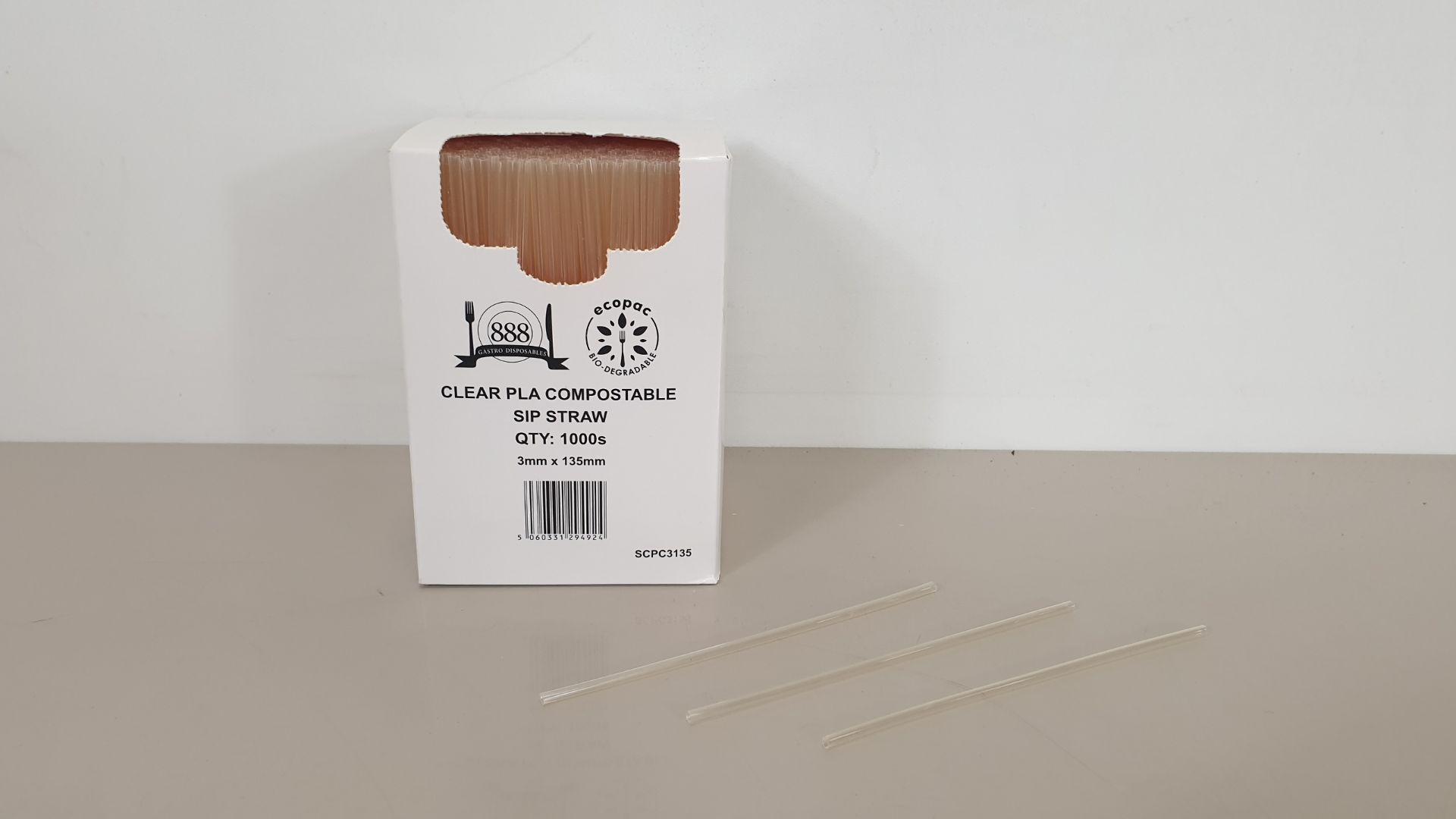 20000 CLEAR PLA COMPOSTABLE SIP STRAW - (20 X 1000 PER CARTON) - IN 1 CARTON