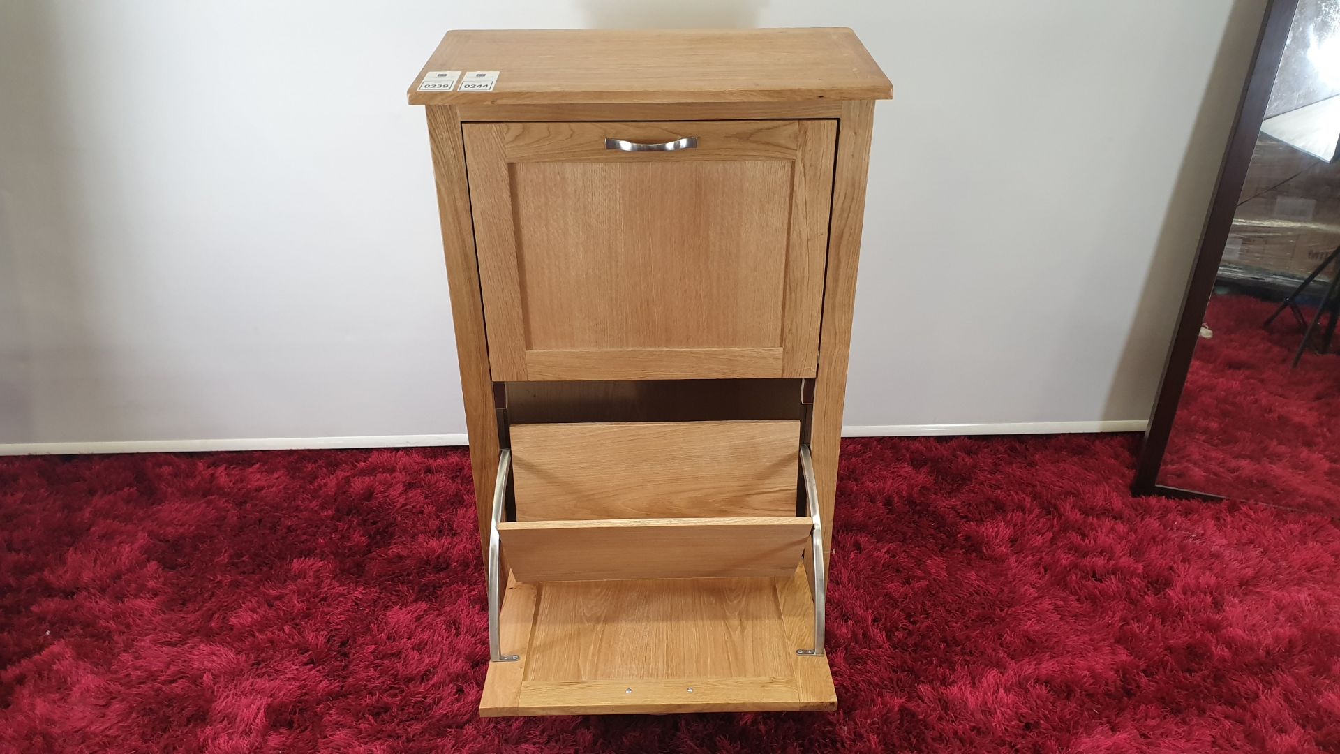 LIGHT OAK COLOURED SHOE CUPBOARD UNIT - BRAND NEW AND BOXED