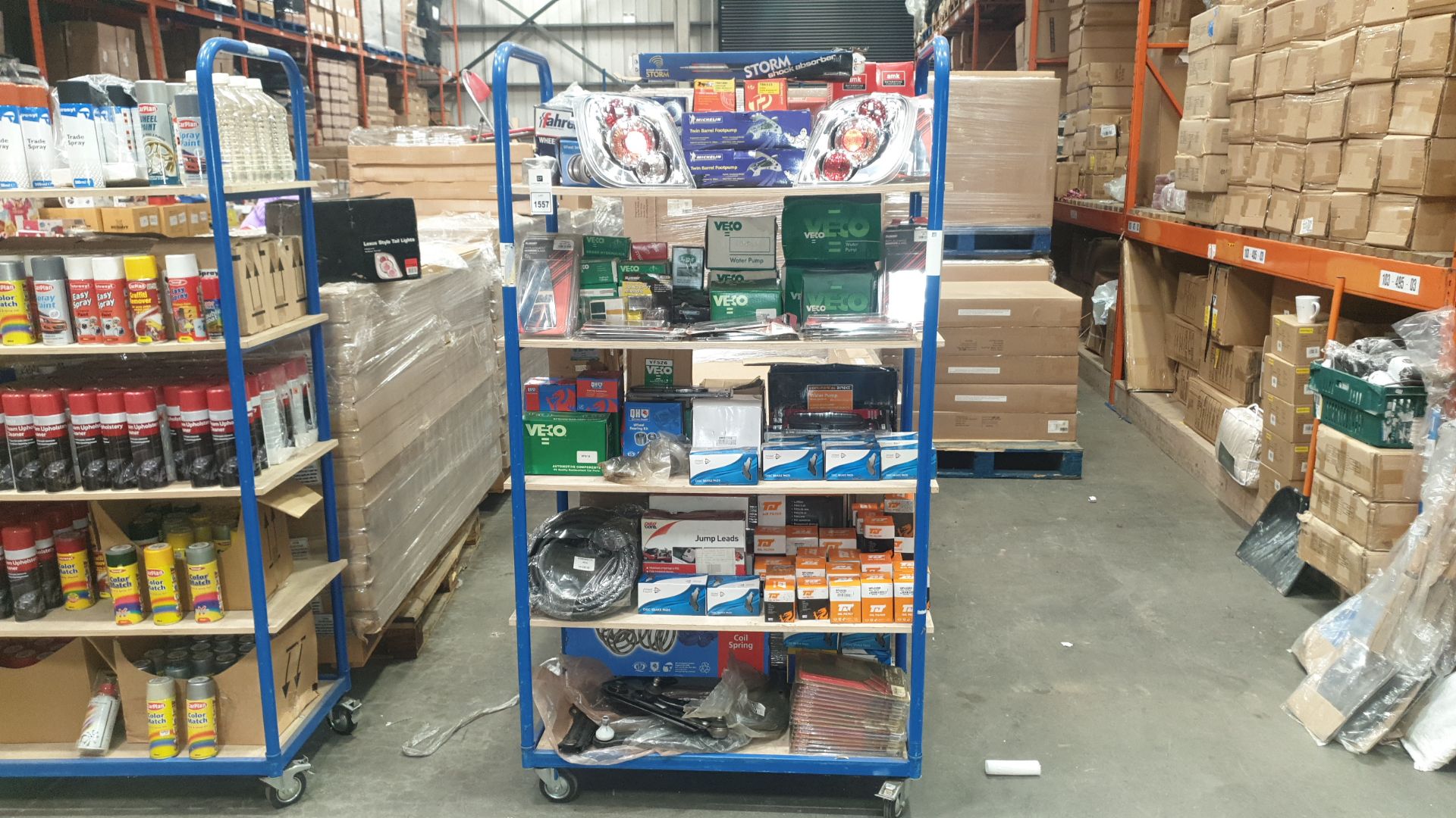 LARGE QUANTITY OF ASSORTED CAR MAINTENANCE PRODUCTS INC DISC BRAKE PADS, VARIOUS OIL FILTERS,