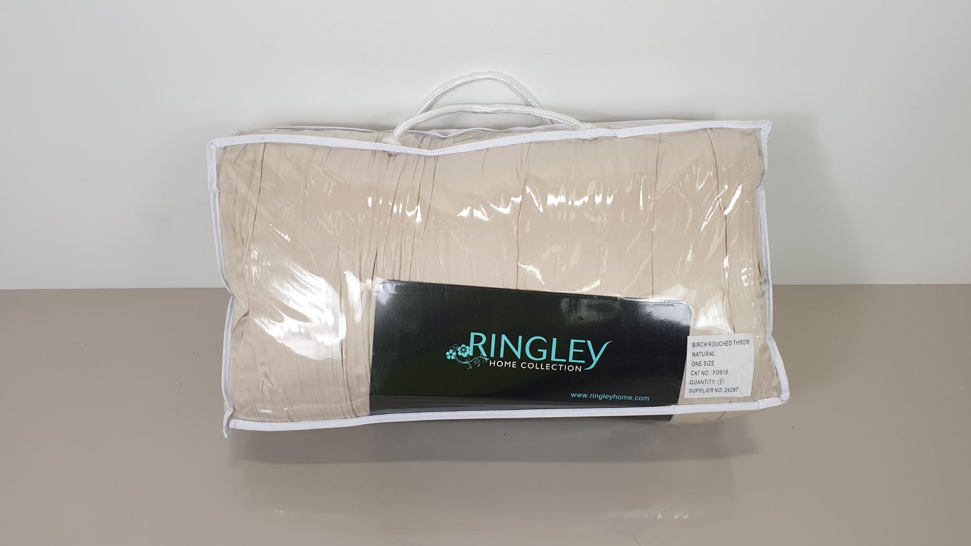 10 X BRAND NEW RINGLEYS HOME COLLECTION BIRCH ROUCHED THROWS COLOUR NATURAL IN 5 BOXES