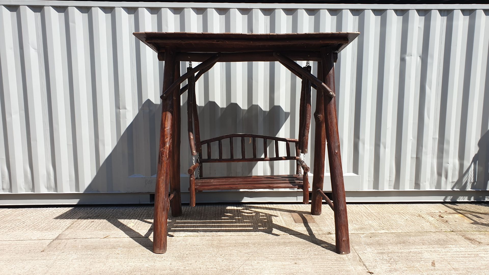 BRAND NEW SOLID TEAK ROOT WOODEN 2 SEATER SWING 250 X 120 X 200cm RRP £875