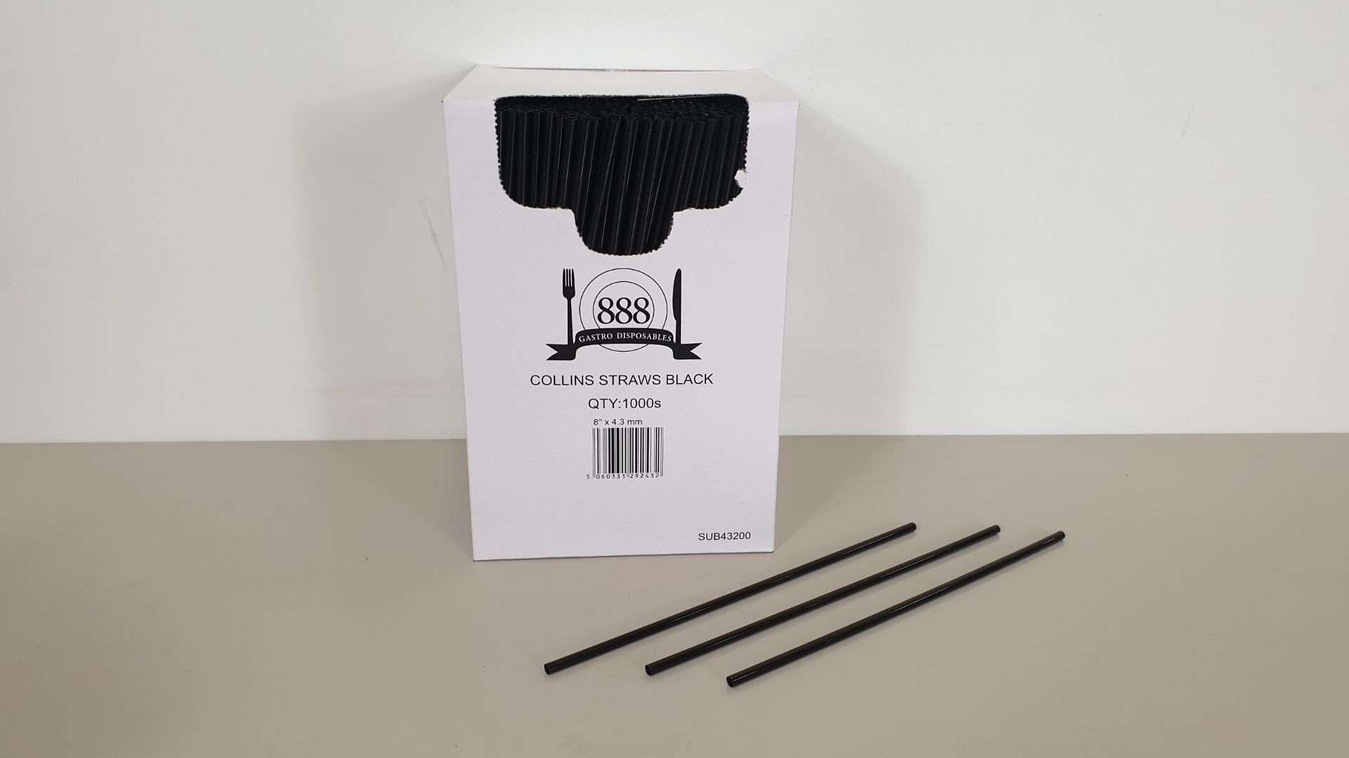 20000 X COLLIN STRAIGHT STRAW - BLACK - (20 X 1000 PER CARTON) - IN 1 CARTON