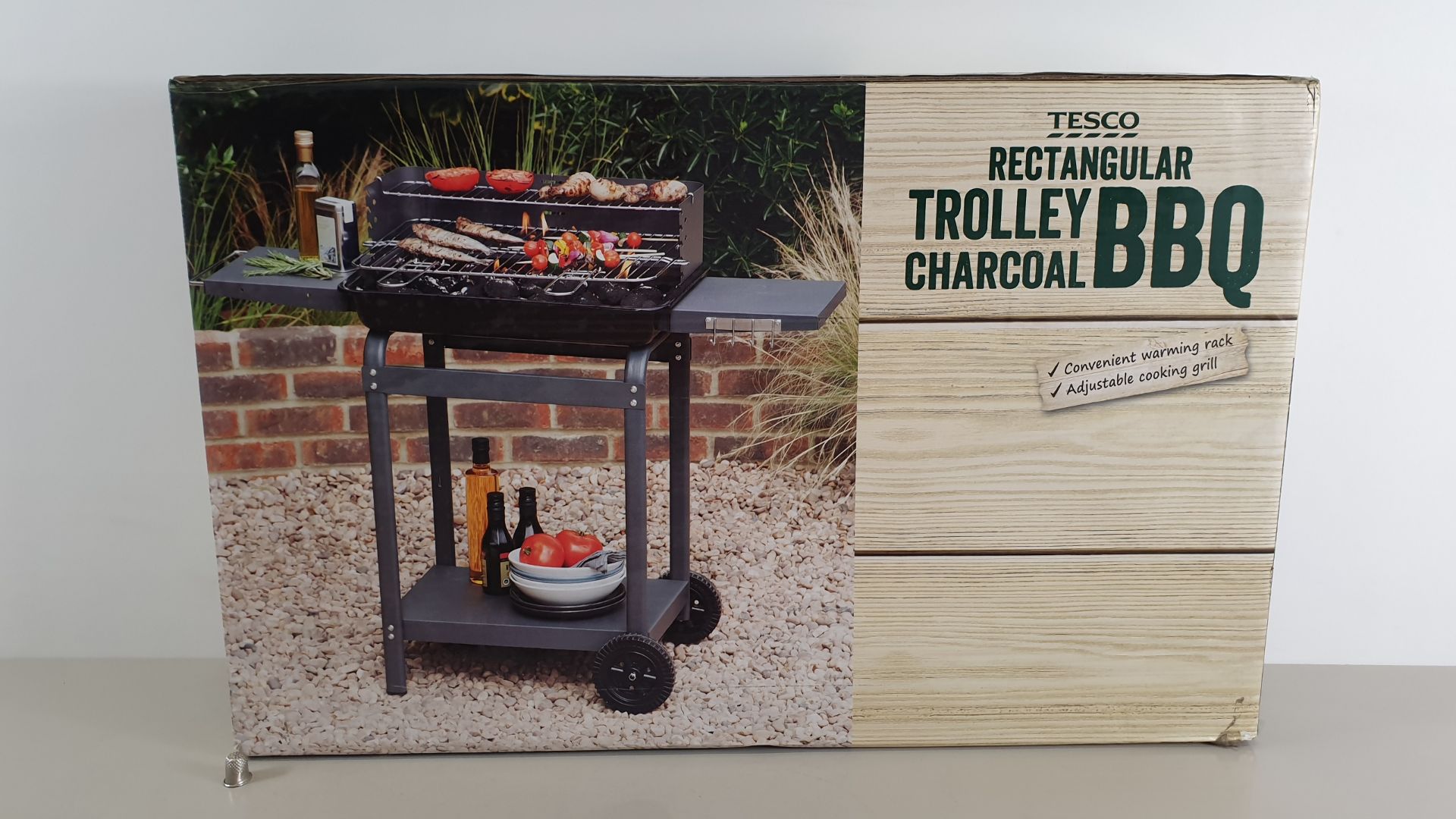 3 X BRAND NEW BOXED RECTANGULAR TROLLEY CHARCOAL BBQS