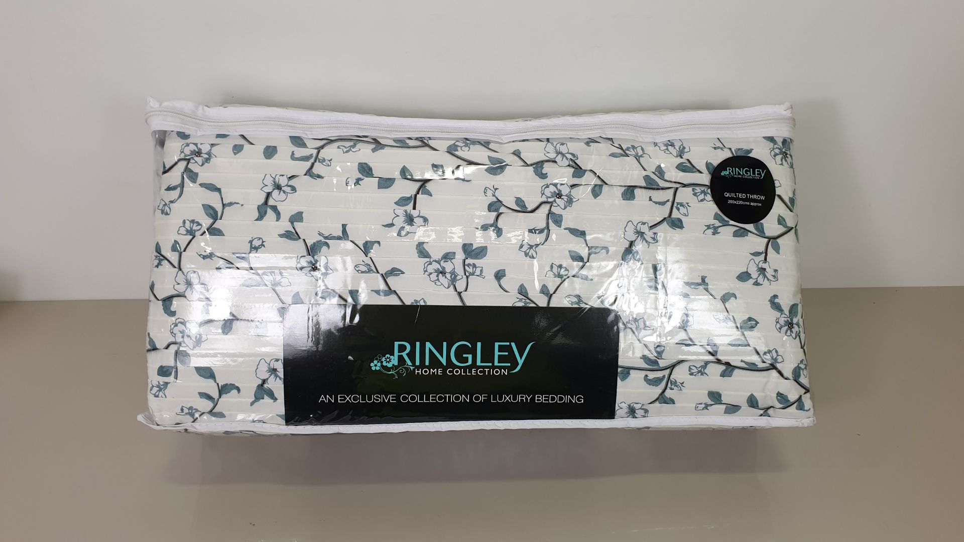 8 X BRAND NEW RINGLEYS HOME COLLECTION PIPPA PLEATED FLOWER PRINTED THROW (TEAL) IN 4 BOXES W.