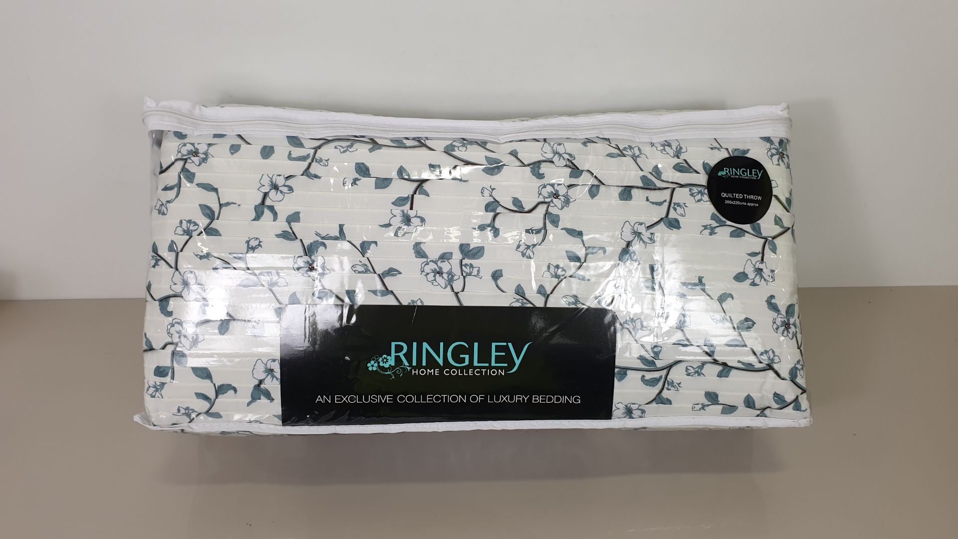 8 X BRAND NEW RINGLEYS HOME COLLECTION PIPPA PLEATED FLOWER PRINTED THROW (TEAL) IN 4 BOXES W.