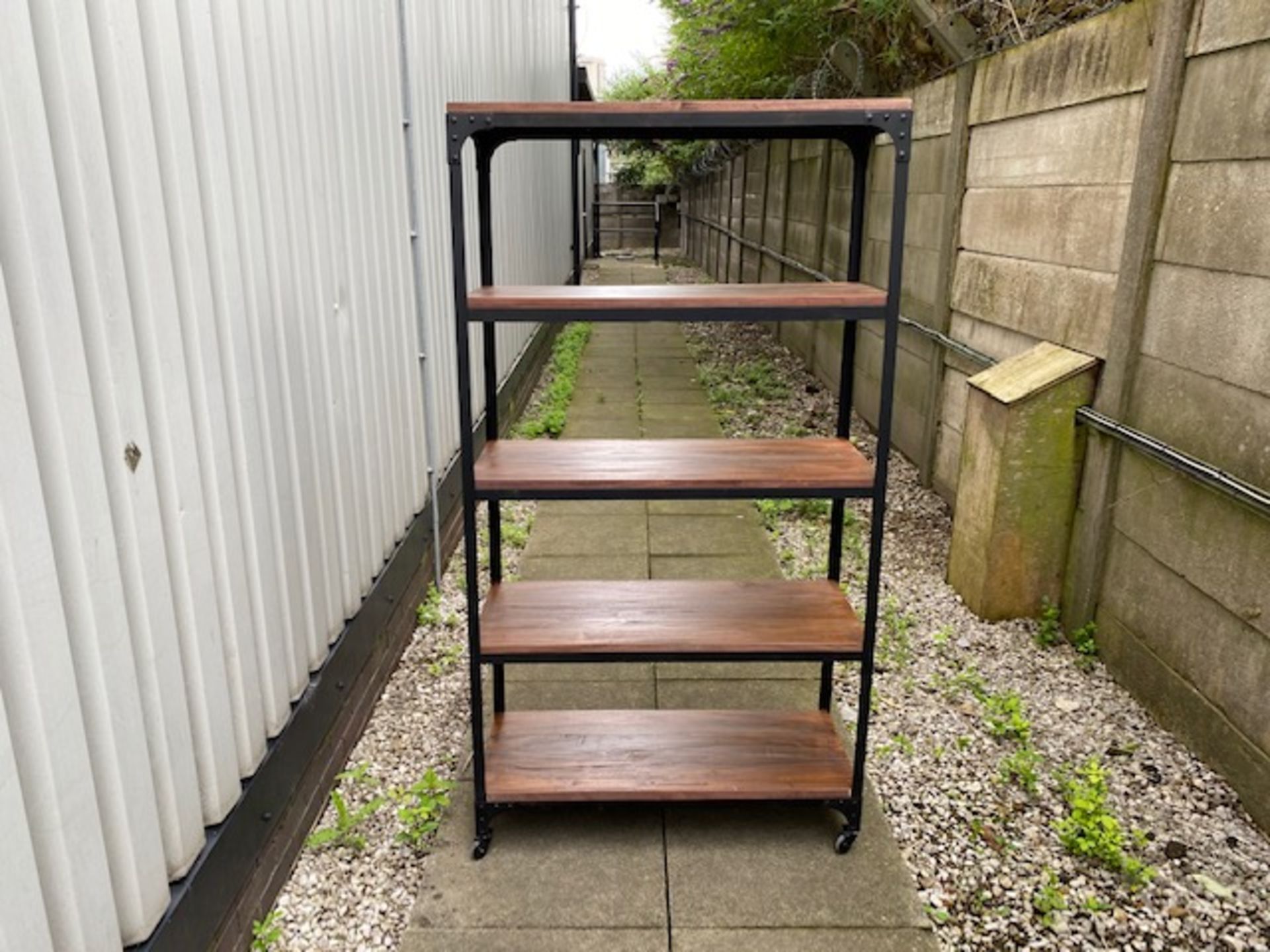 BRAND NEW SOLID MAHOGANY IRON BOOK RACK 180 X 45 X 90cm RRP £600 - Image 2 of 2