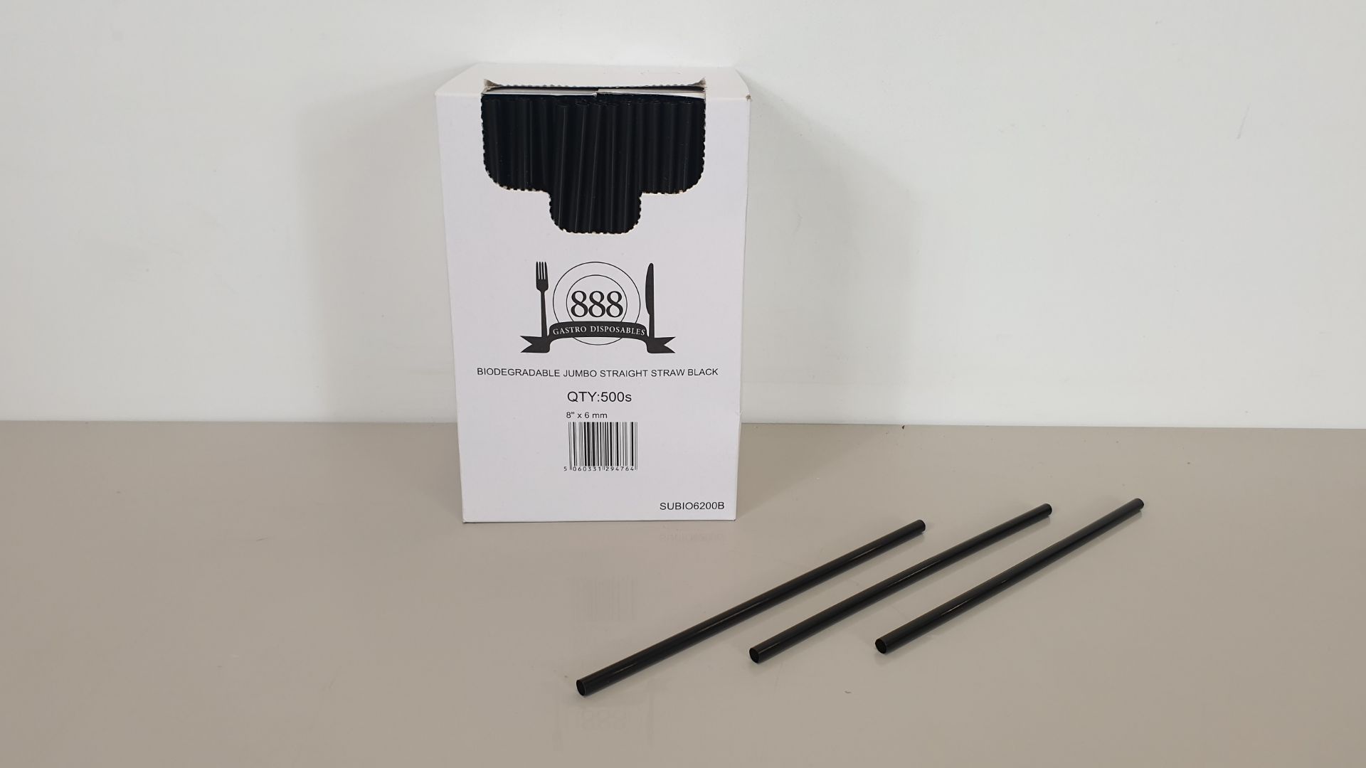 10000 X BIODEGRADABLE JUMBO STRAWS - BLACK - (20 X 500 PER CARTON) - IN 1 CARTON