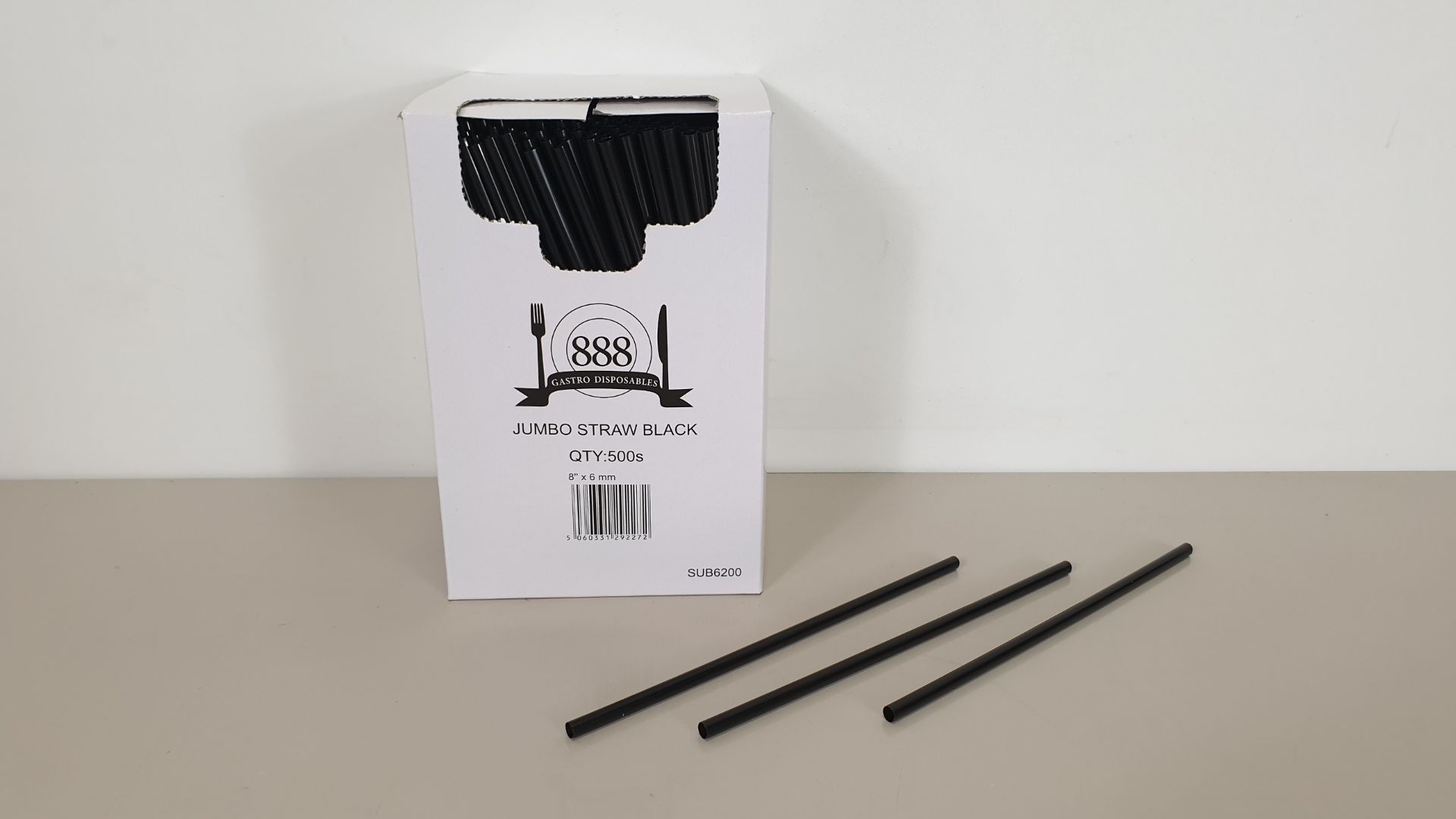 10000 X JUMBO STRAWS - BLACK - (20 X 500 PER CARTON) - IN 1 CARTONS