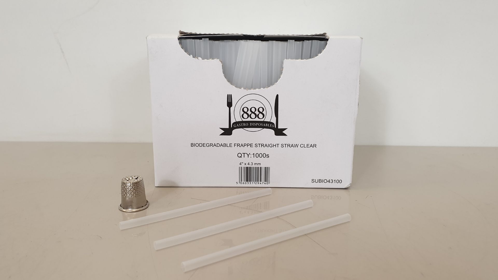 20,000 X BIODEGRADABLE FRAPPE STRAIGHT STRAW CLEAR (20 X 1000) - IN 1 CARTON