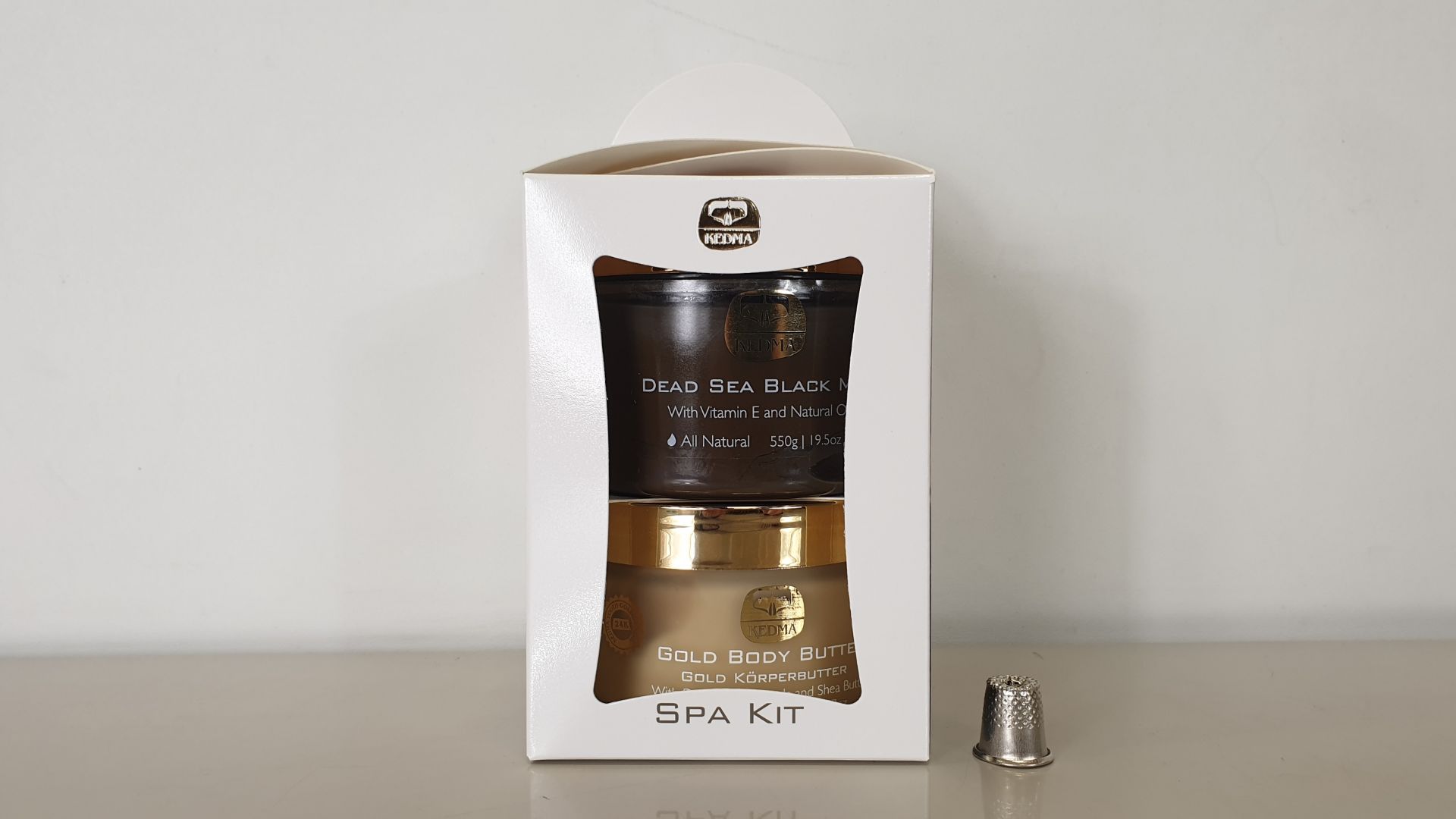 4 X BRAND NEW KEDMA SPA KIT WITH DEAD SEA BLACK MUD AND GOLD BODY BUTTER 500g / 200g