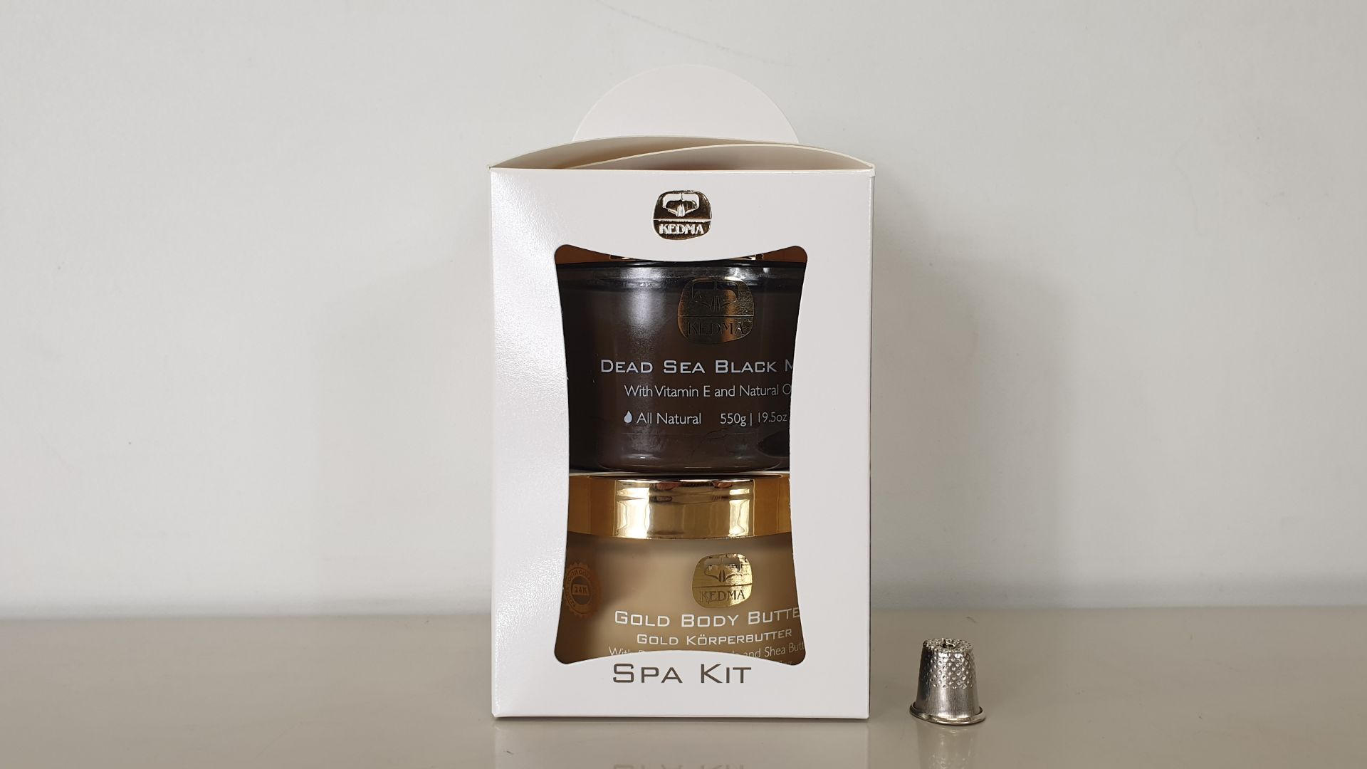 4 X BRAND NEW KEDMA SPA KIT WITH DEAD SEA BLACK MUD AND GOLD BODY BUTTER 500g / 200g