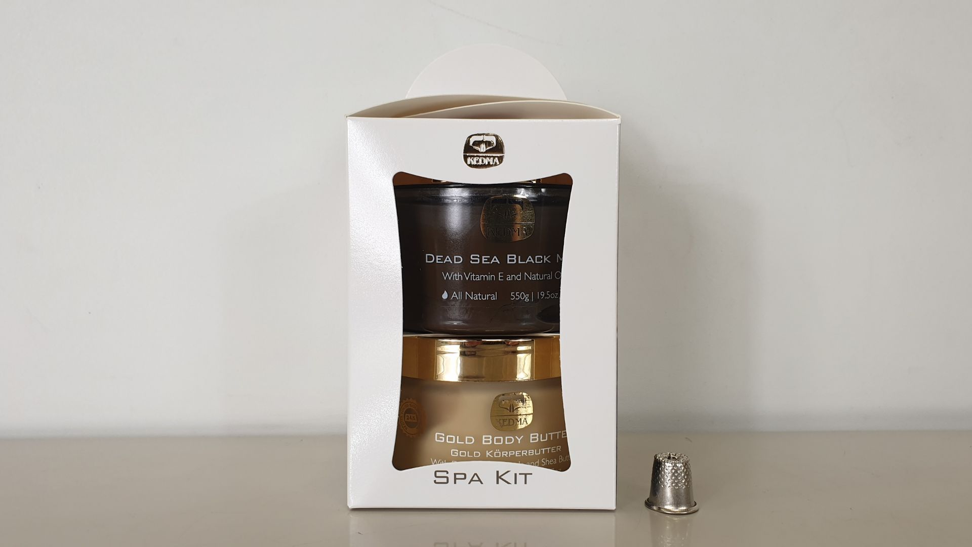 4 X BRAND NEW KEDMA SPA KIT WITH DEAD SEA BLACK MUD AND GOLD BODY BUTTER 500g / 200g