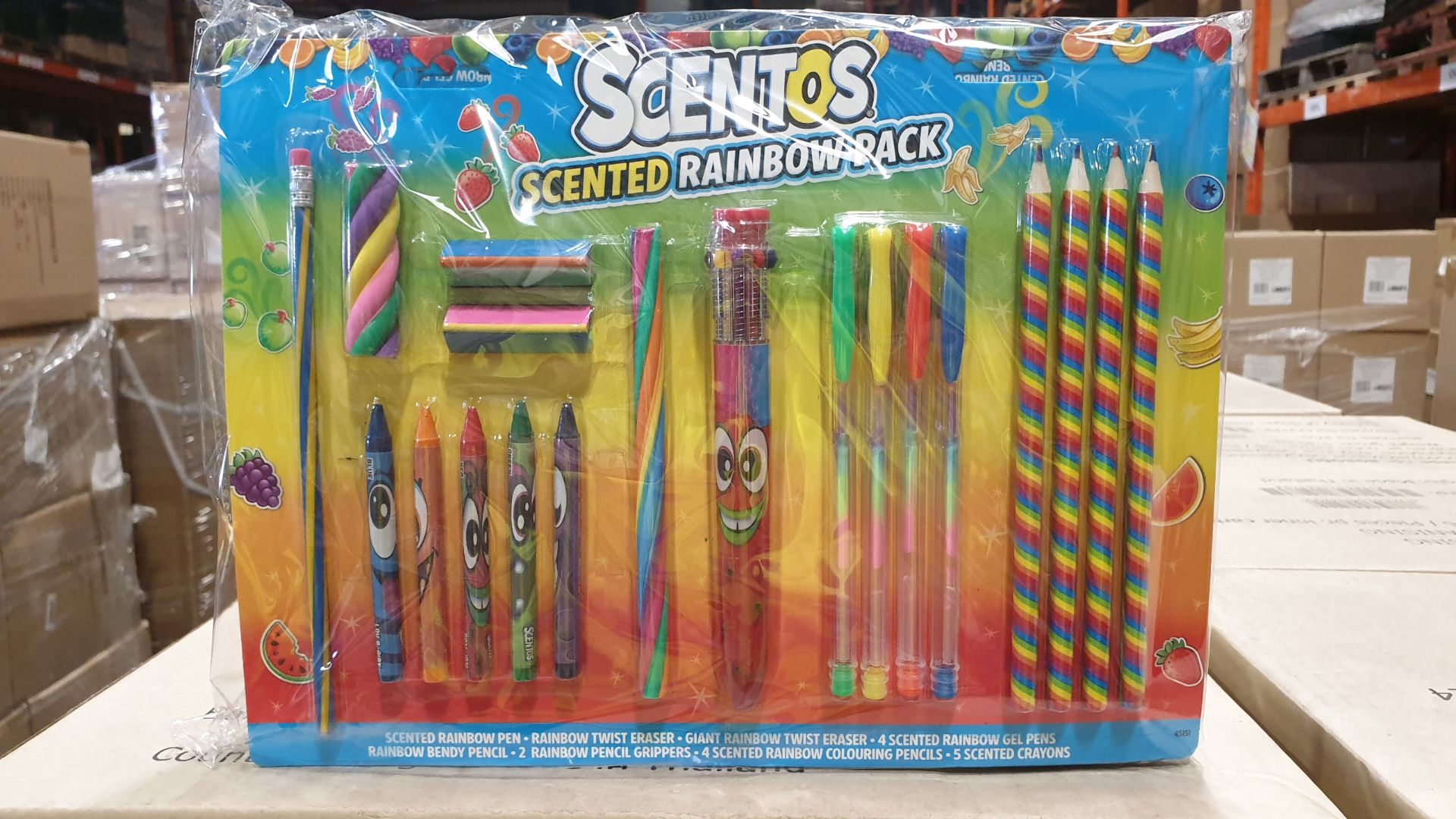 64 X BRAND NEW SCENTOS SCENTED RAINBOW PACK OF PENS, PENCILS, CRAYONS AND RUBBERS ETC. ALL