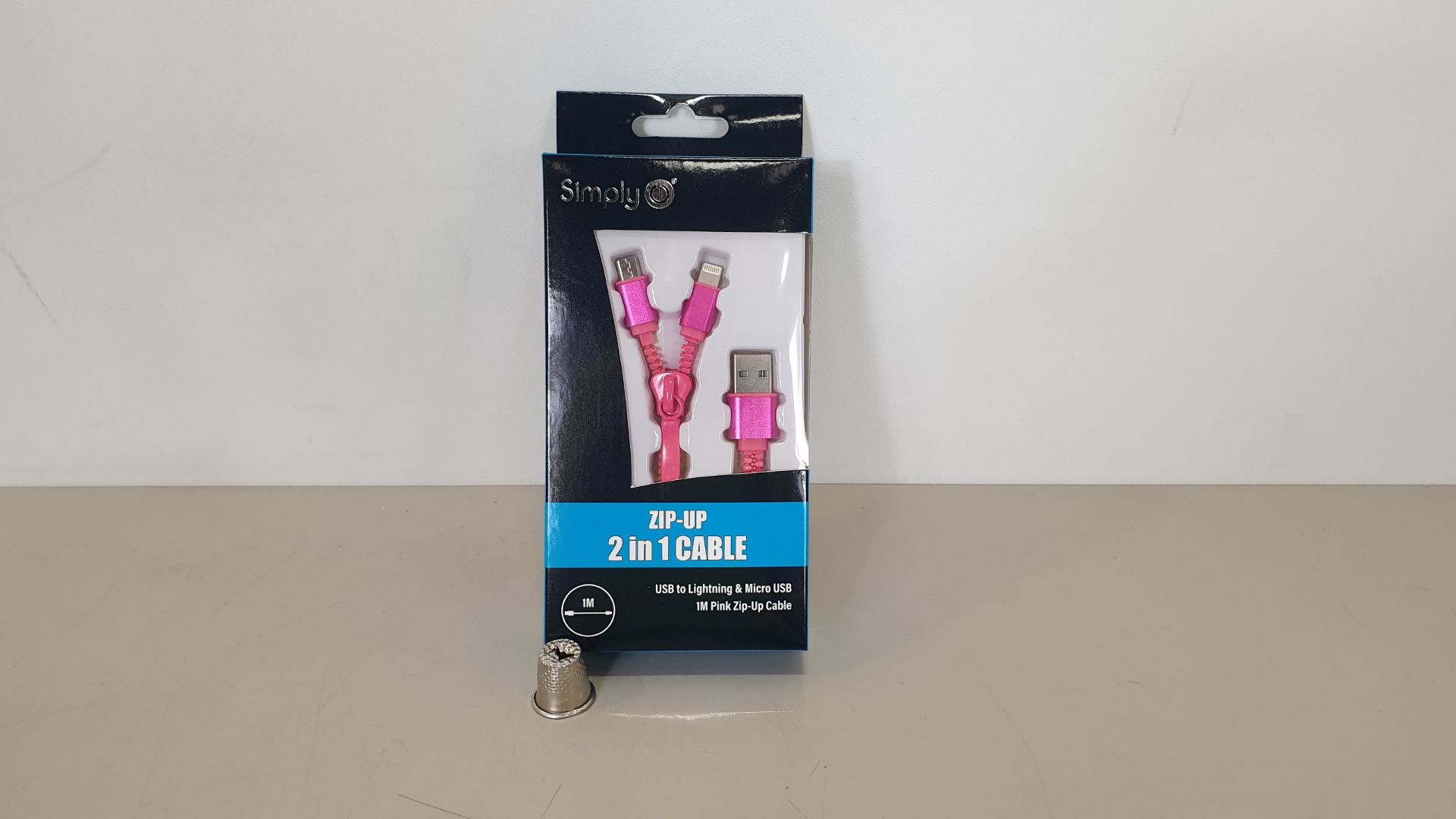 100 X BRAND NEW SIMPLY ZIP-UP 2 IN 1 CABLE - USB TO LIGHTNING & MICRO USB 1M PINK ZIP-UP CABLE -