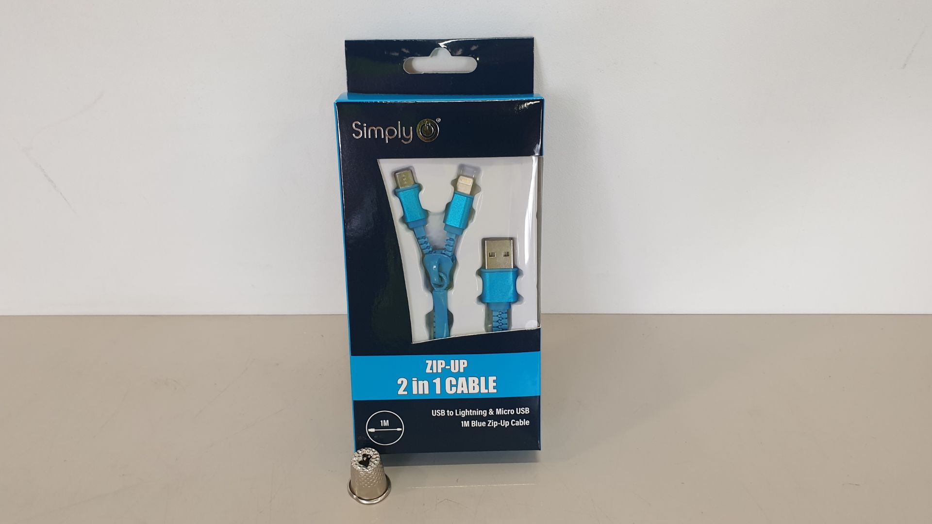 100 X BRAND NEW SIMPLY ZIP-UP 2 IN 1 CABLE - USB TO LIGHTNING & MICRO USB 1M BLUE ZIP-UP CABLE -