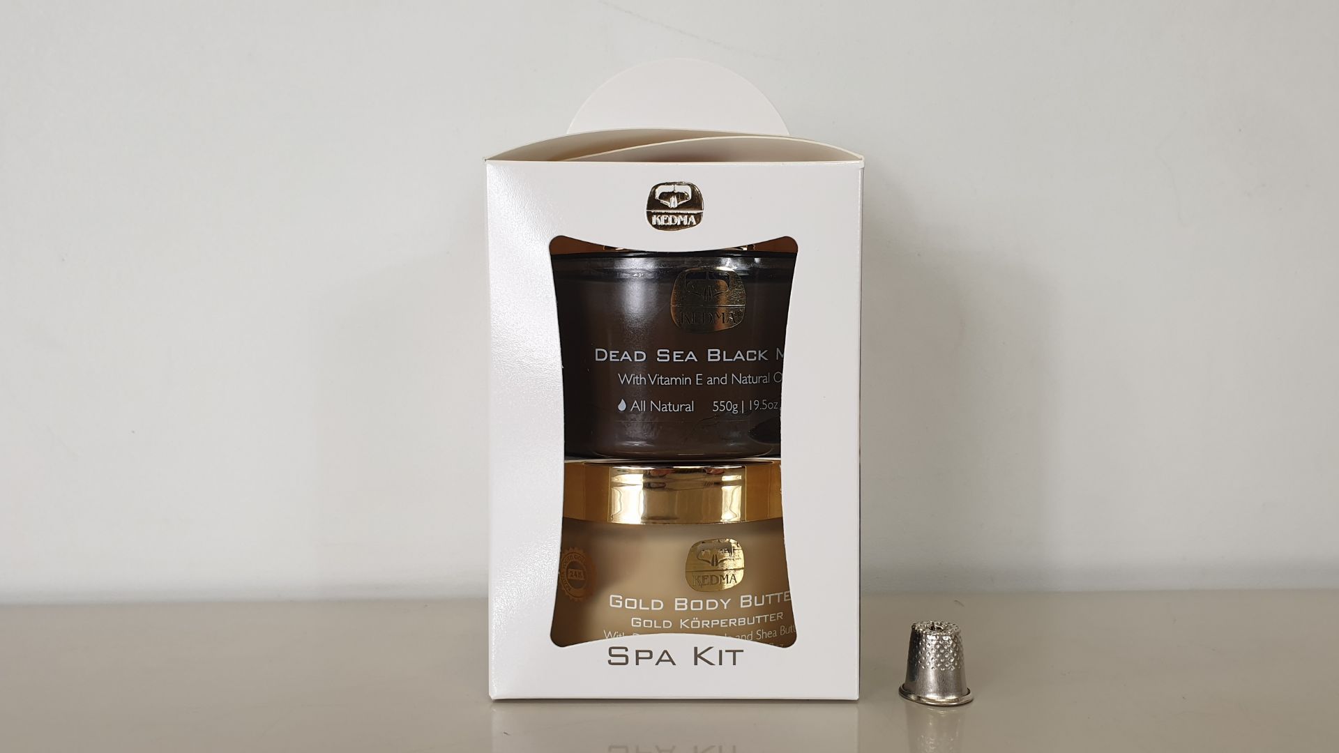 4 X BRAND NEW KEDMA SPA KIT WITH DEAD SEA BLACK MUD AND GOLD BODY BUTTER 500g / 200g