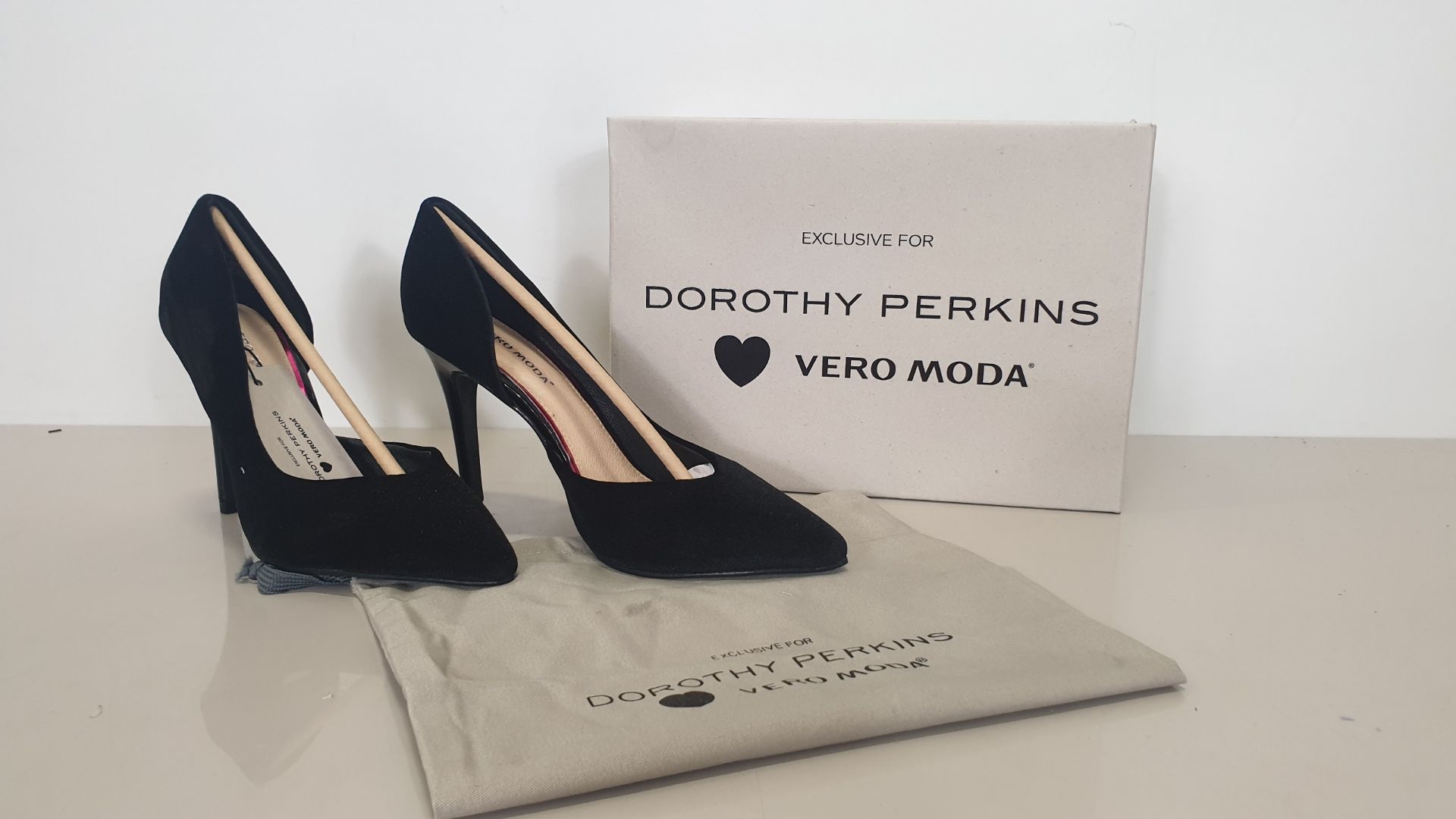 10 X BRAND NEW PAIRS OF PAIRS OF SIZE 3 DOROTHY PERKINS BLACK PIN HEEL SHOES - VERA MODA EXCLUSIVE -