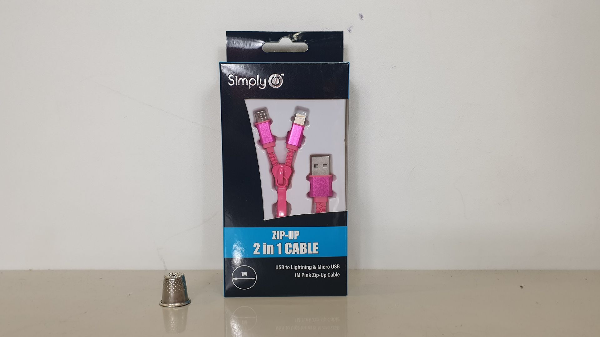 200 X BRAND NEW SIMPLY ZIP-UP 2 IN 1 CABLE - USB TO LIGHTNING & MICRO USB 1M PINK ZIP UP CABLE IN