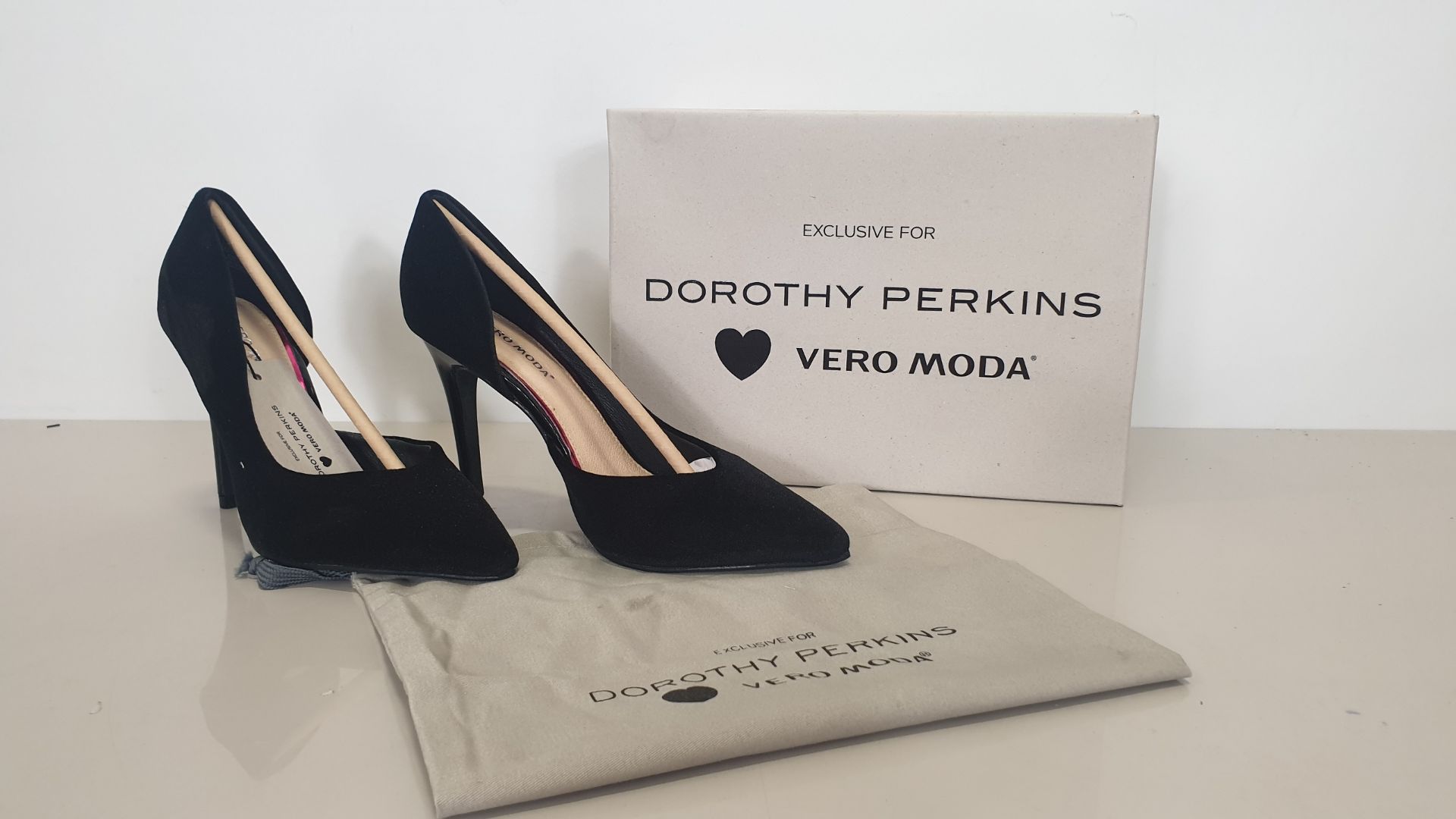 10 X BRAND NEW PAIRS OF PAIRS OF SIZE 5 DOROTHY PERKINS BLACK PIN HEEL SHOES - VERA MODA EXCLUSIVE -