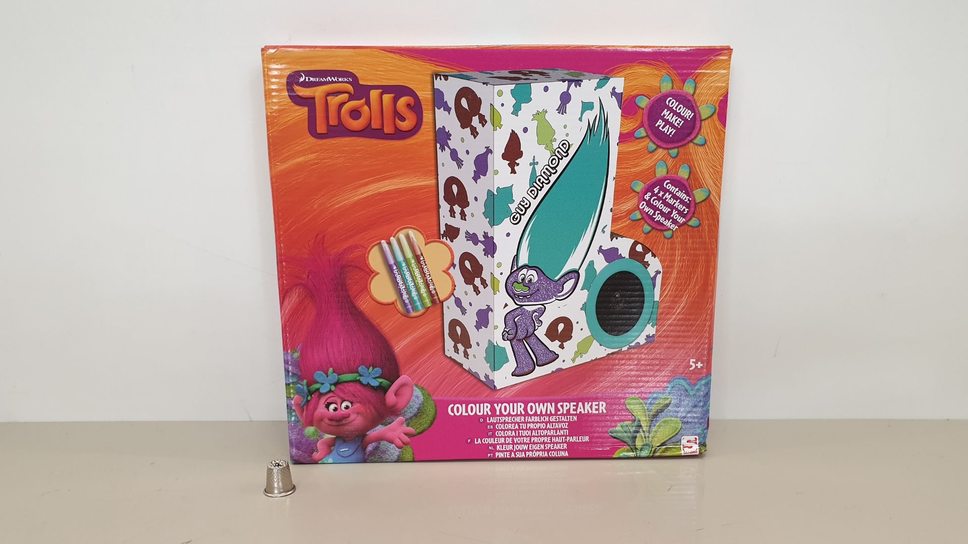 48 X BRAND NEW TROLLS 'GUY DIAMOND' COLOUR YOUR OWN VELVET SPEAKER - IN 2BOXES