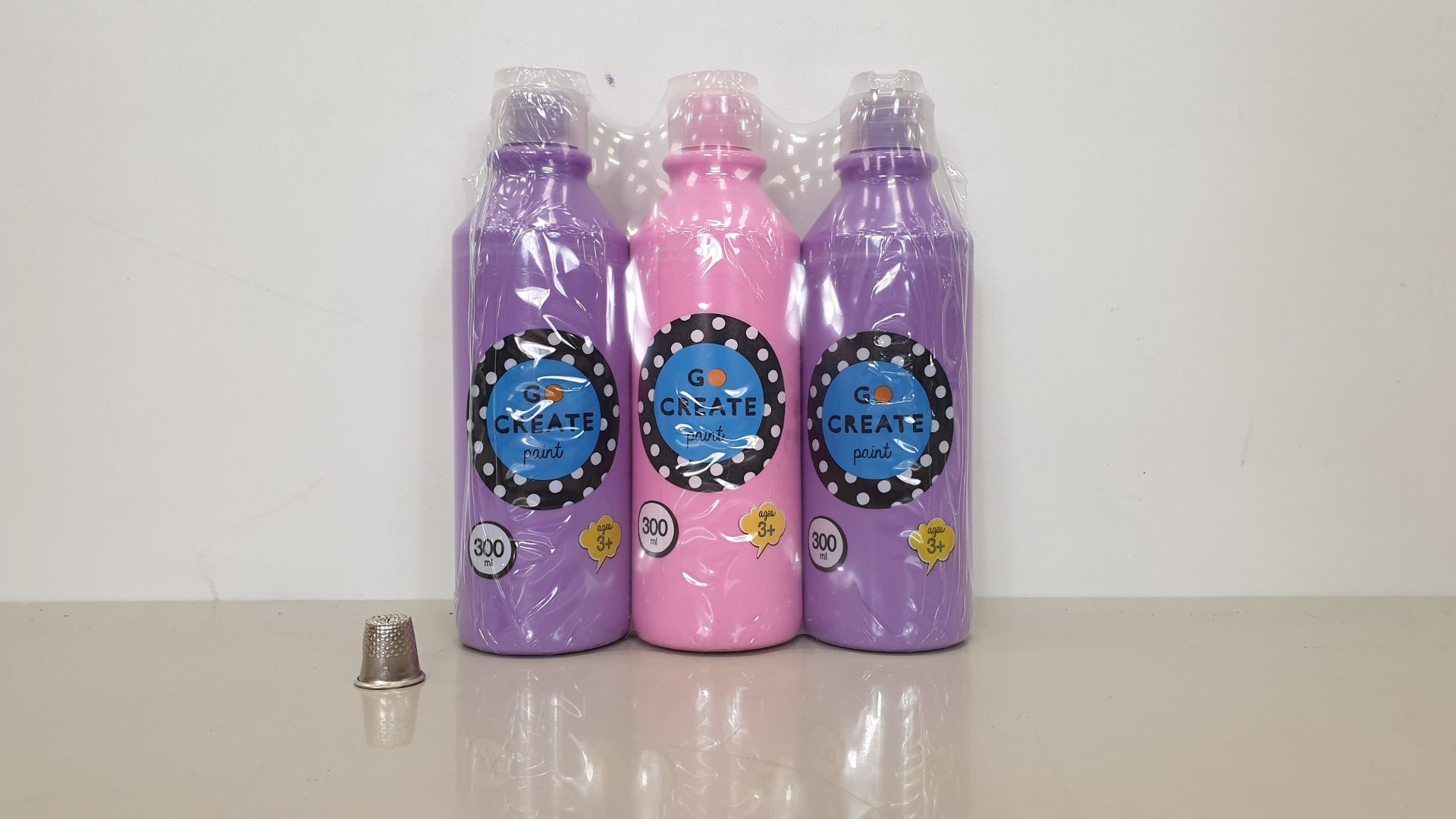 144 X BRAND NEW TESCO GO CREATE PRETTY PASTEL PAINT (300ML) IN COLOURS PINK AND PURPLE - IN 12