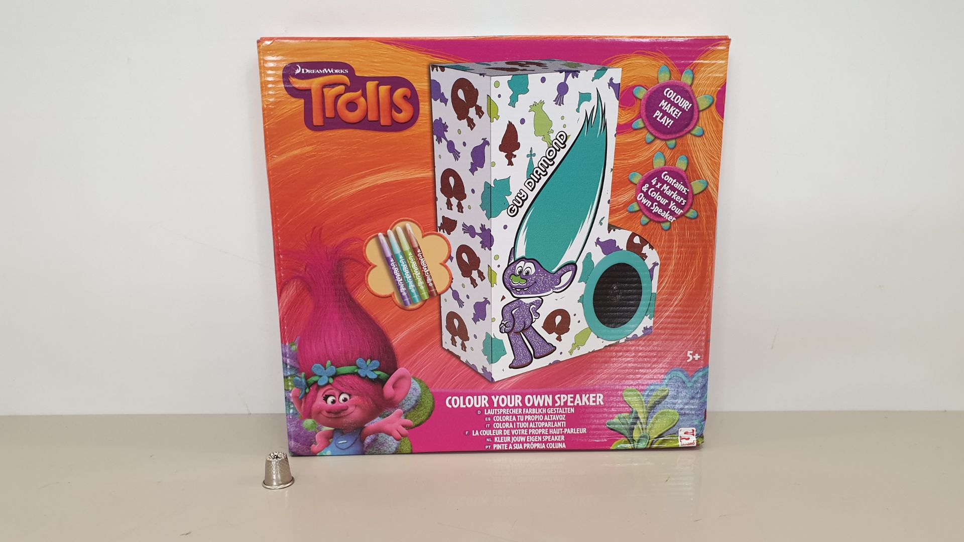 48 X BRAND NEW TROLLS 'GUY DIAMOND' COLOUR YOUR OWN VELVET SPEAKER - IN 2BOXES