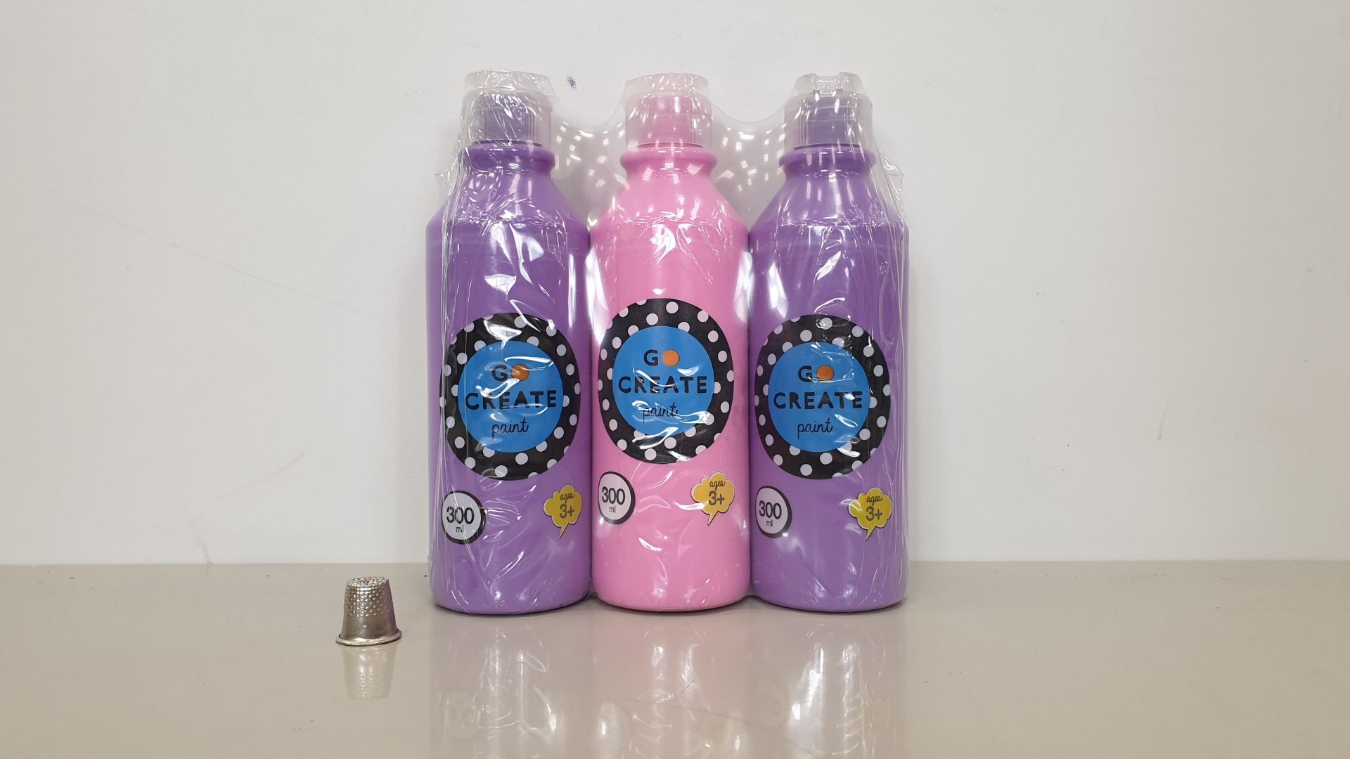 144 X BRAND NEW TESCO GO CREATE PRETTY PASTEL PAINT (300ML) IN COLOURS PINK AND PURPLE - IN 12