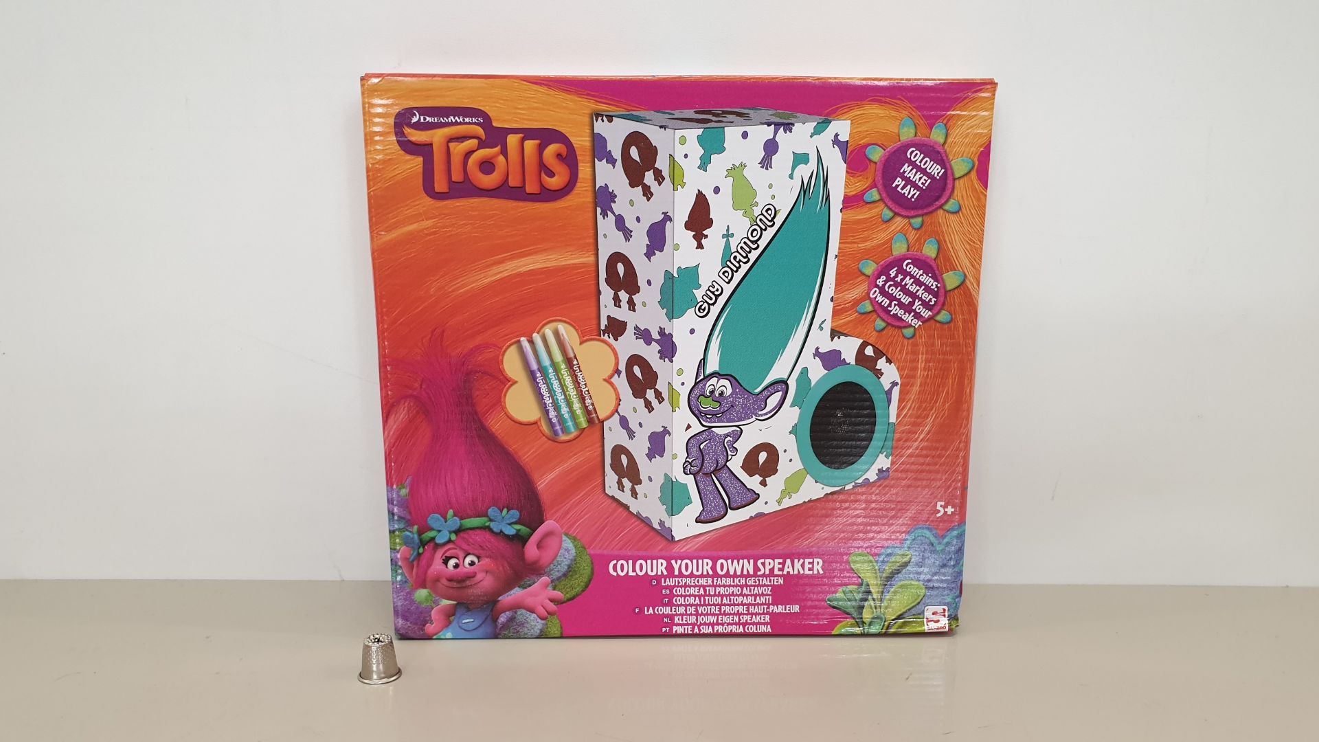 48 X BRAND NEW TROLLS 'GUY DIAMOND' COLOUR YOUR OWN VELVET SPEAKER - IN 2BOXES