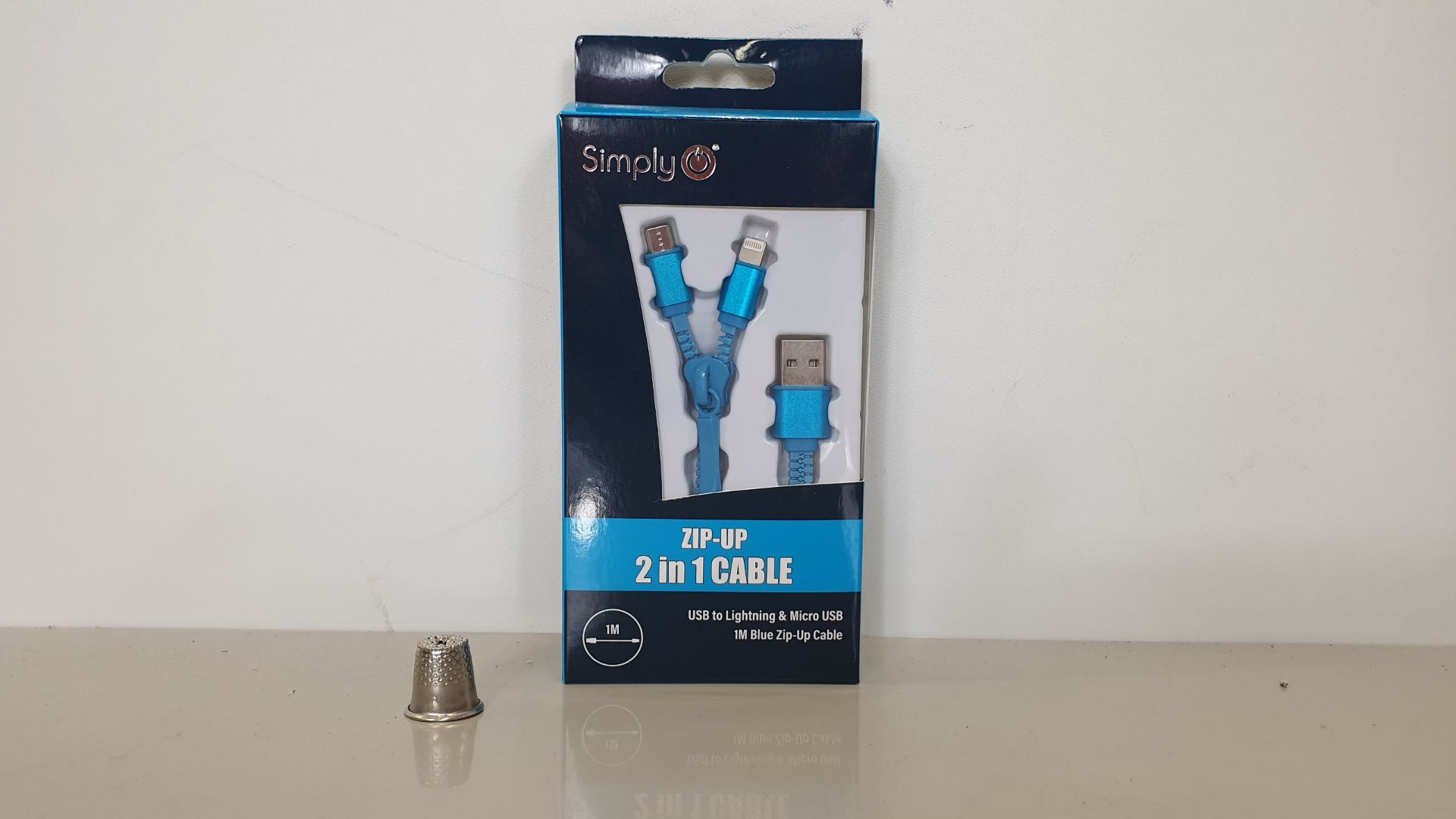 200 X BRAND NEW SIMPLY ZIP-UP 2 IN 1 CABLE - USB TO LIGHTNING & MICRO USB 1M BLUE ZIP UP CABLE IN