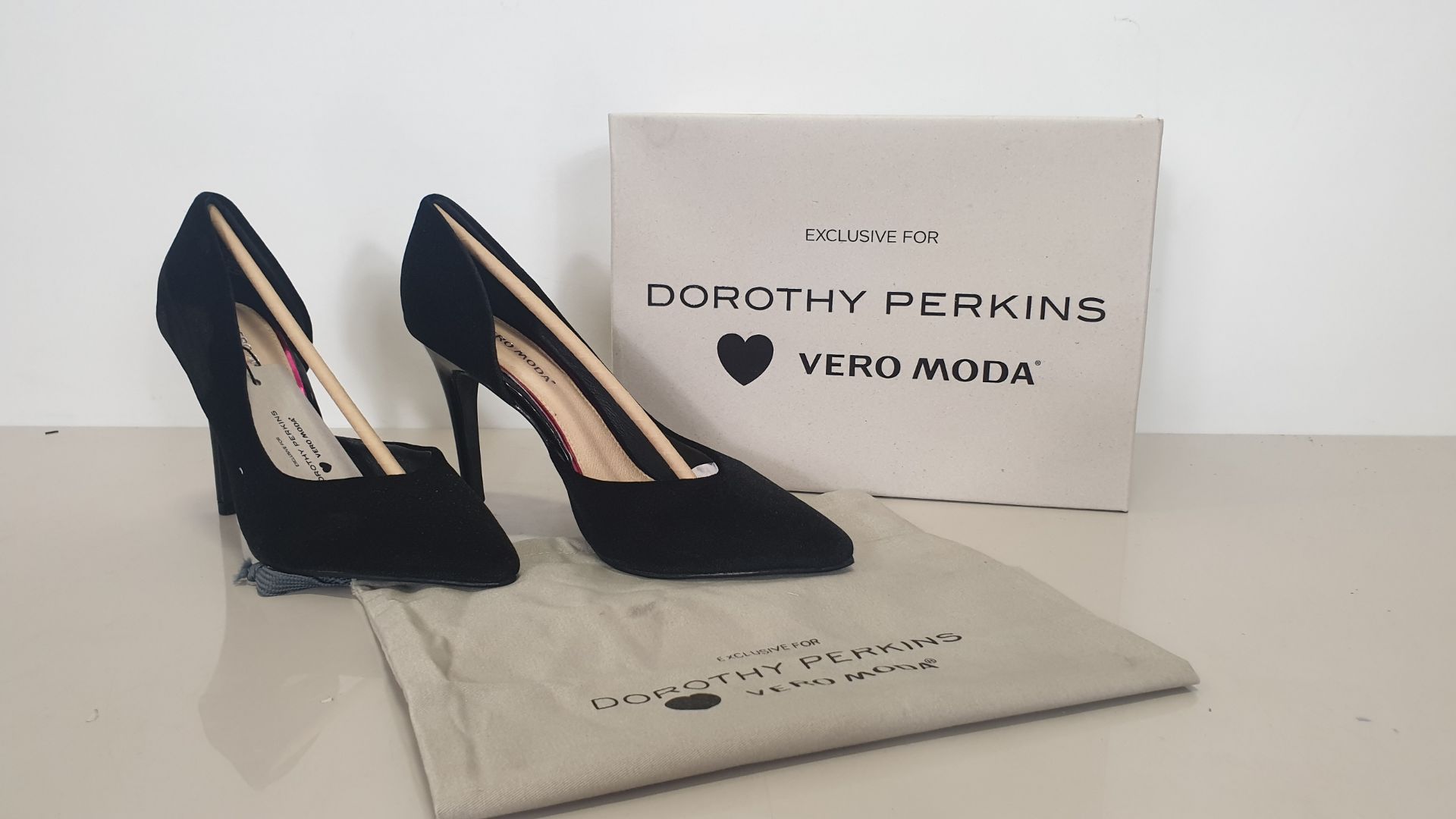 10 X BRAND NEW PAIRS OF PAIRS OF SIZE 6 DOROTHY PERKINS BLACK PIN HEEL SHOES - VERA MODA EXCLUSIVE -