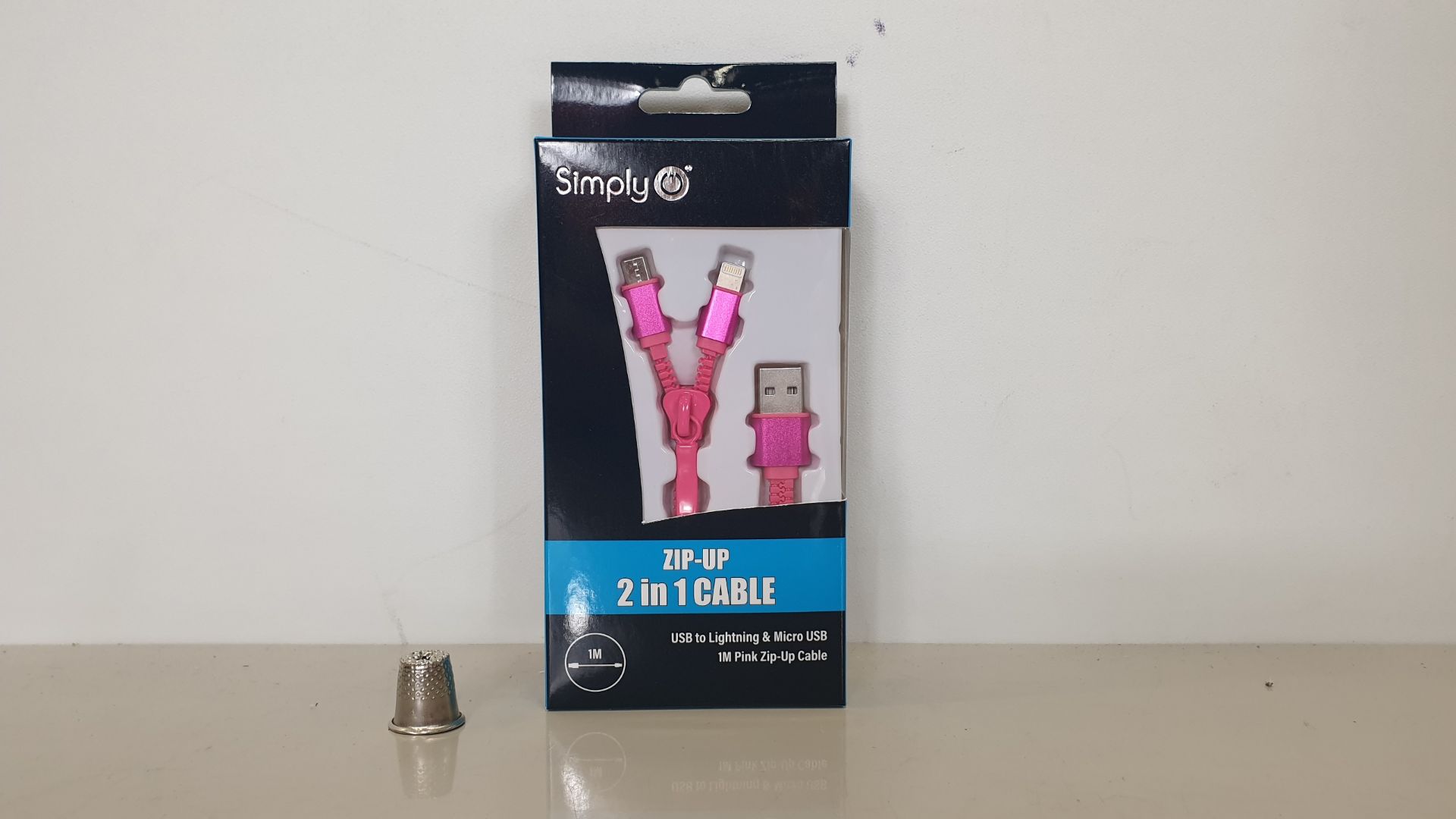 200 X BRAND NEW SIMPLY ZIP-UP 2 IN 1 CABLE - USB TO LIGHTNING & MICRO USB 1M PINK ZIP UP CABLE IN