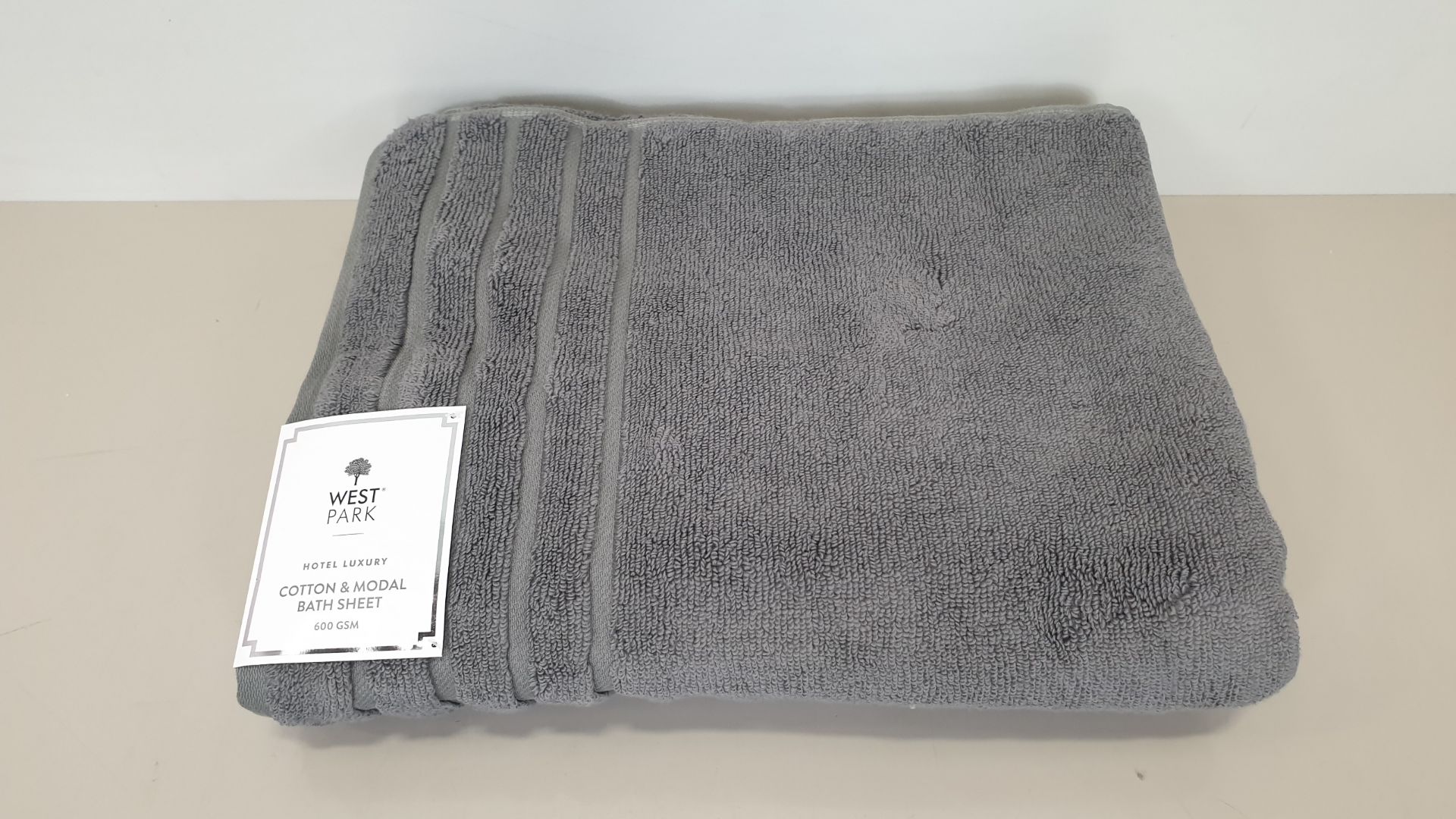 54 X BRAND NEW WEST PARK HOTEL LUXURY COTTON&MODAL BATH SHEET IN GREY (600GSM) - IN 3 BOXES