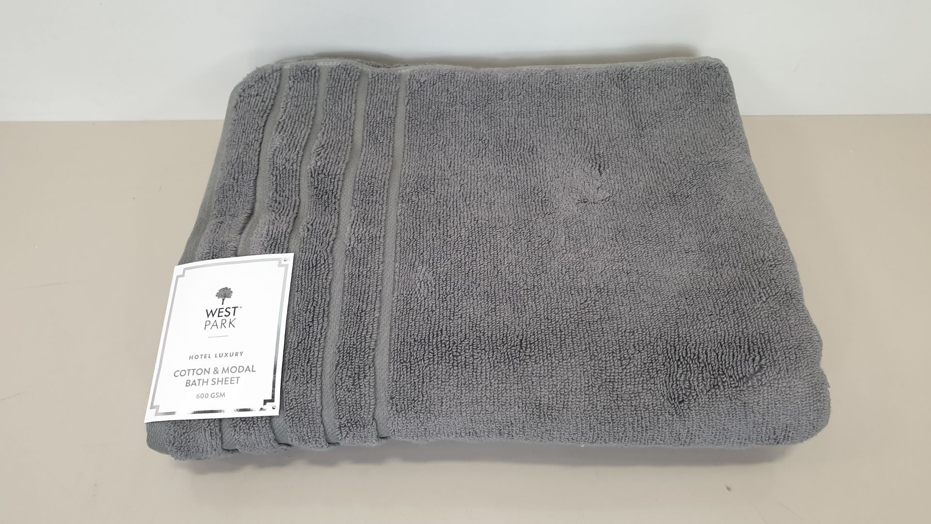 54 X BRAND NEW WEST PARK HOTEL LUXURY COTTON&MODAL BATH SHEET IN GREY (600GSM) - IN 3 BOXES