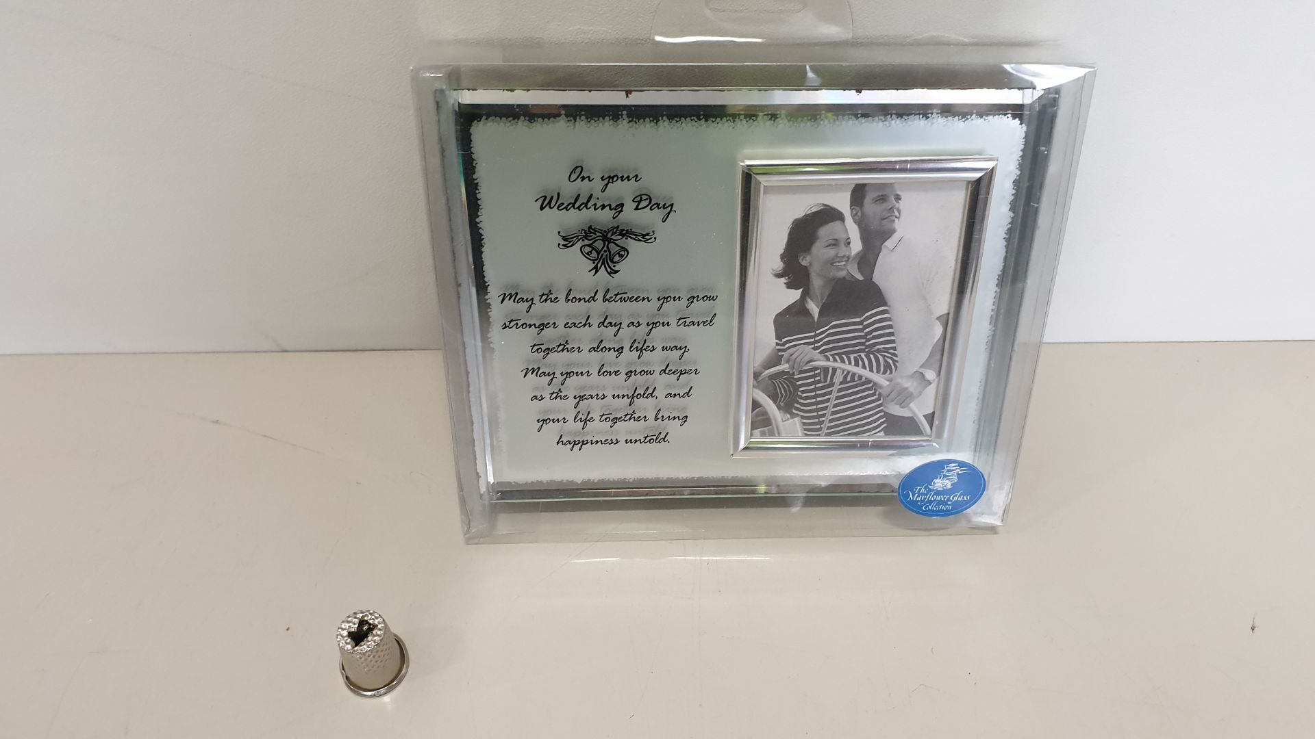 112 X BRAND NEW 'THE MAYFLOWER GLASS COLLECTION' ON YOUR WEDDING DAY MESSAGE FRAME - IN 2 BOXES