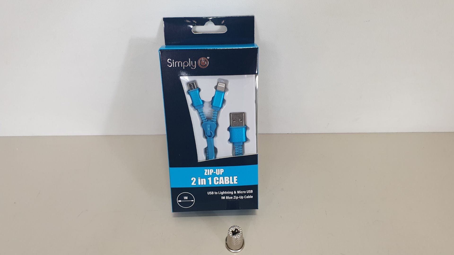 200 X BRAND NEW SIMPLY ZIP-UP 2 IN 1 CABLE - USB TO LIGHTNING & MICRO USB 1M BLUE ZIP UP CABLE IN