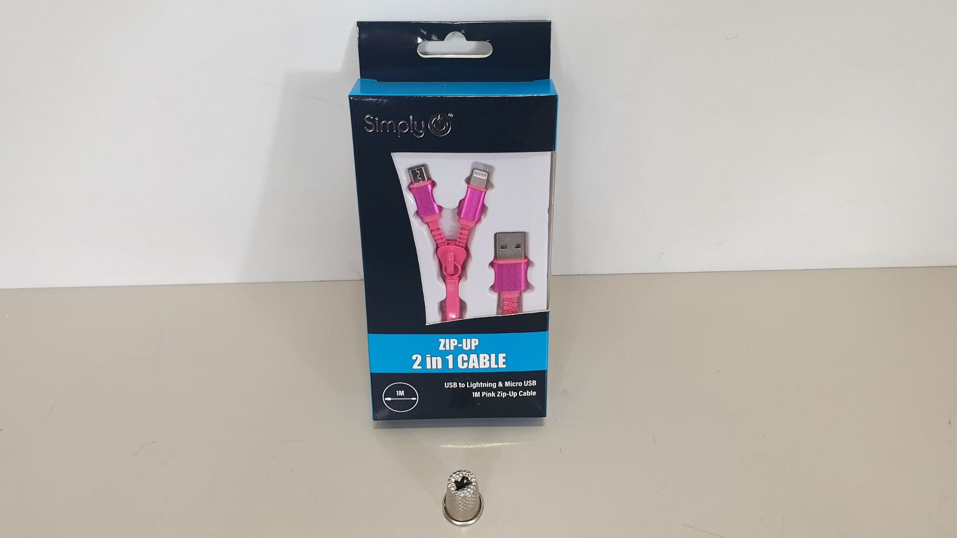 200 X BRAND NEW SIMPLY ZIP-UP 2 IN 1 CABLE - USB TO LIGHTNING & MICRO USB 1M PINK ZIP UP CABLE IN
