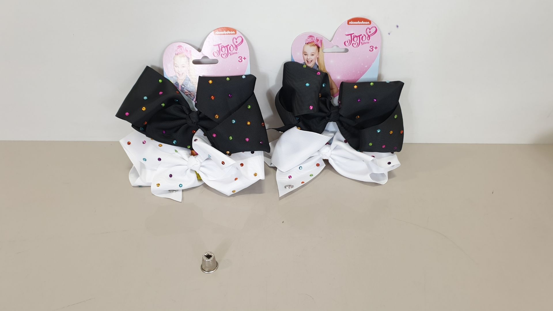 100 X BRAND NEW JOJO 2 PIECE BOW SET IN BLACK MULTI/WHITE MULTI - IN 5 BOXES