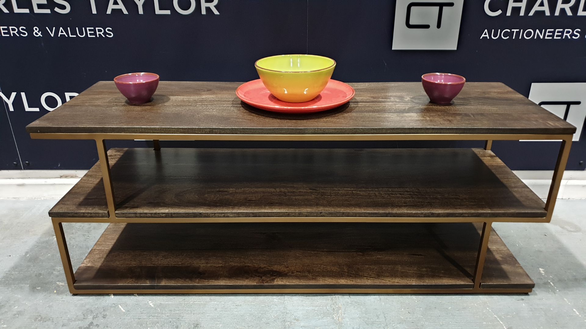 BRAND NEW CONTENT BY TERENCE CONRAN BALANCE COFFEE TABLE, WOOD/METAL(BRASS) - 41 X 121 X 47CM £450