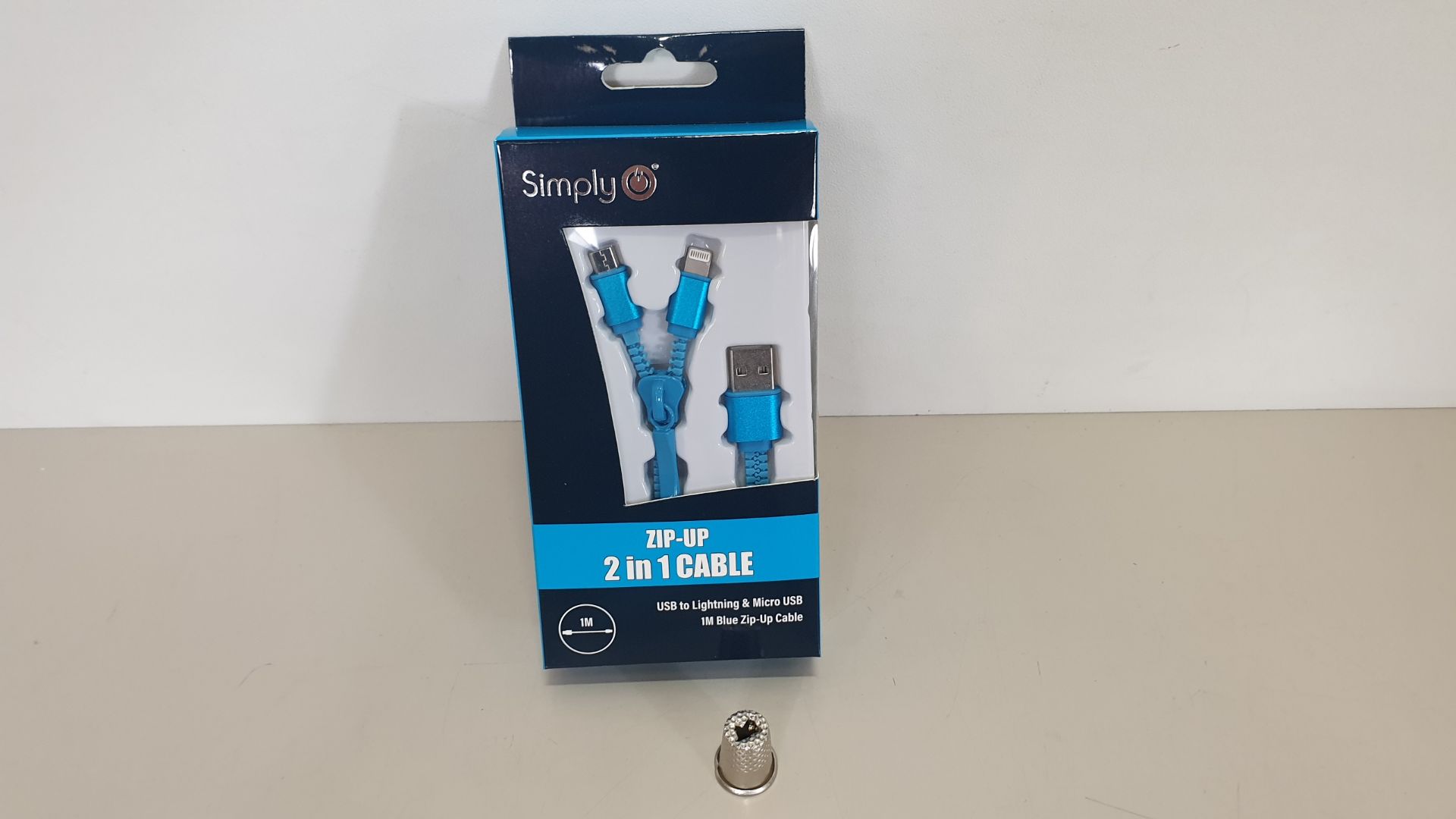 200 X BRAND NEW SIMPLY ZIP-UP 2 IN 1 CABLE - USB TO LIGHTNING & MICRO USB 1M BLUE ZIP UP CABLE IN