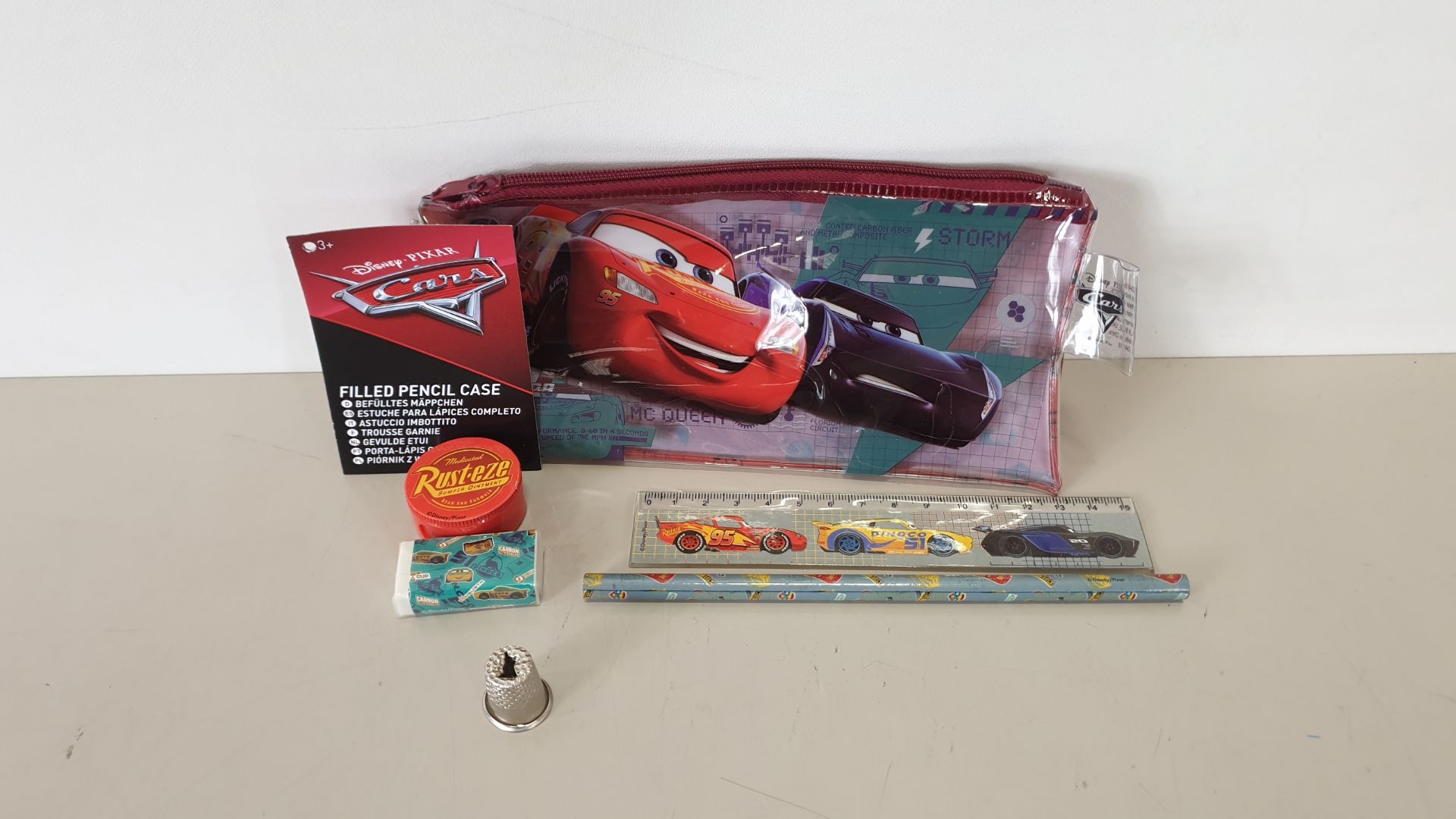 192 X BRAND NEW DISNEY PIXAR CARS FILLED PENCIL CASE COMES WITH - PENCIL, SHARPNER, RUBBER AND RULER
