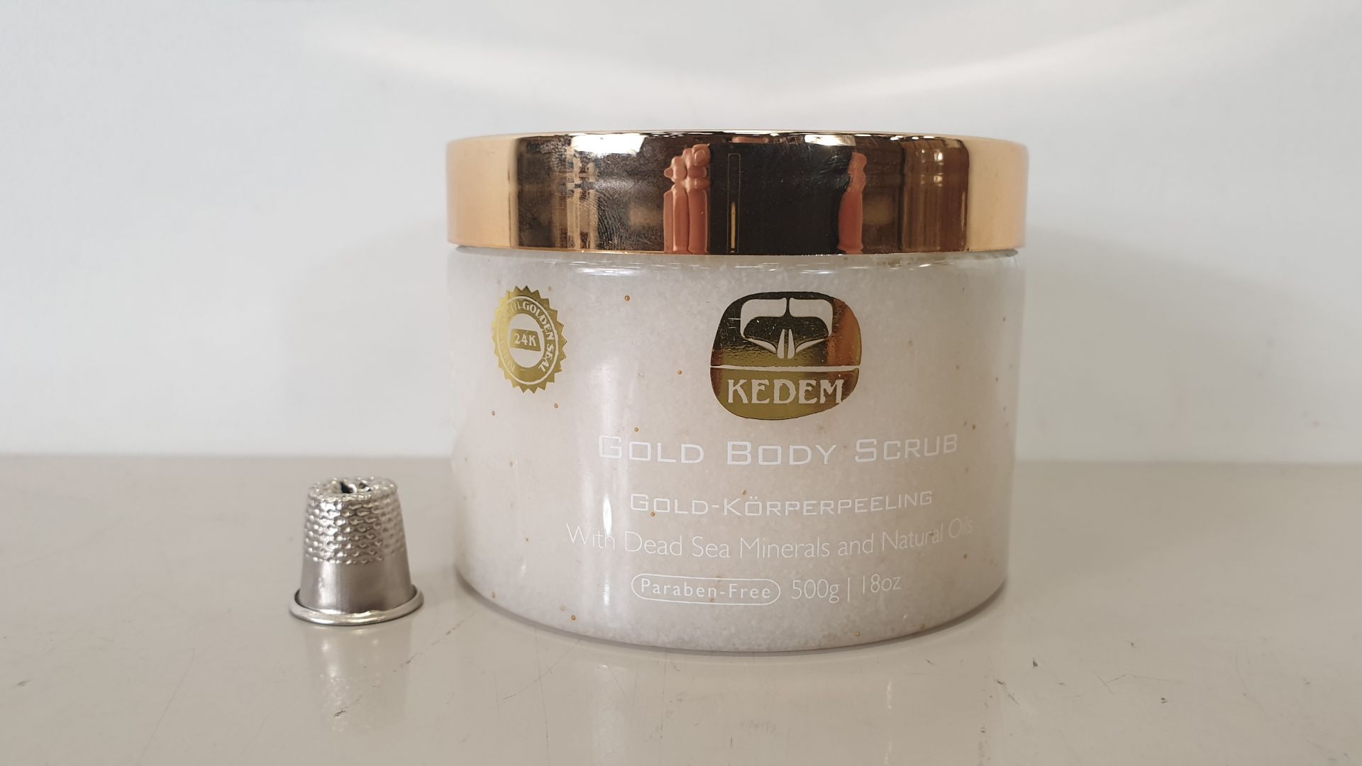 6 X BRAND NEW KEDEM GOLD BODY SCRUB WITH DEAD SEA MINERALS AND NATURAL OILS (PARABEN-FREE) - 500G
