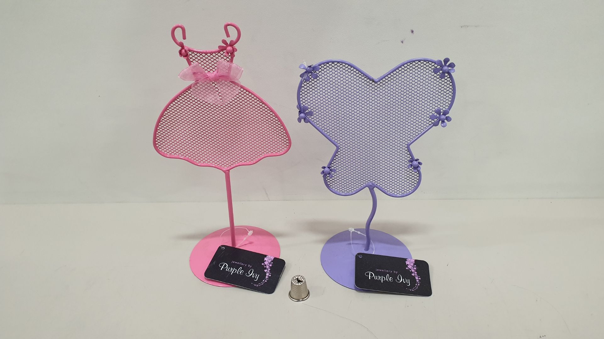 480 X BRAND NEW PURPLE DRESS/BUTTERFLY JEWELLERY STAND - IN 20 BOXES