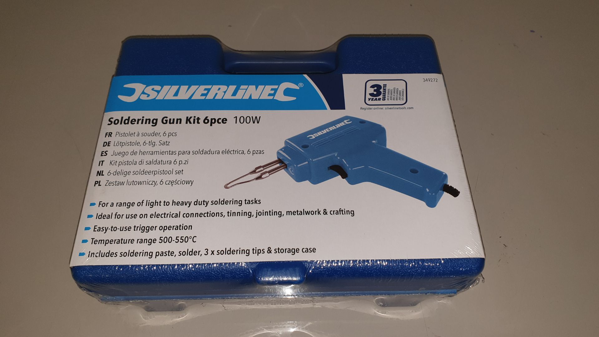 10 X BRAND NEW SILVERLINE 6PC SOLDERING GUN KITS 100W (PROD CODE (349272) - CONSISTING SOLDERING